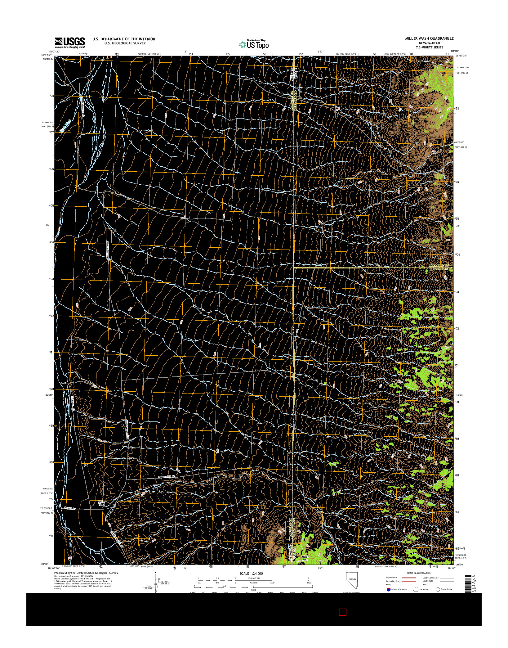 USGS US TOPO 7.5-MINUTE MAP FOR MILLER WASH, NV-UT 2014