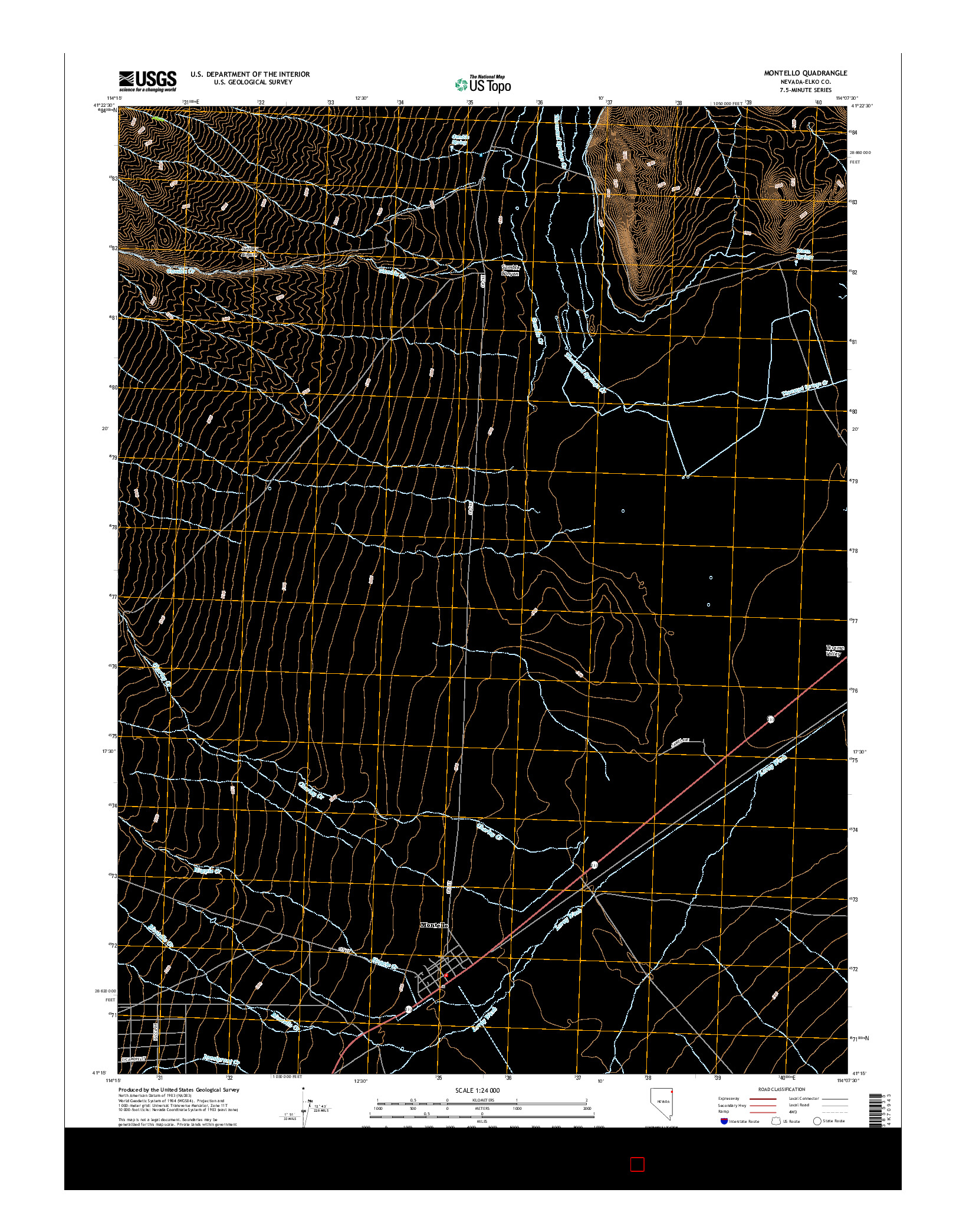 USGS US TOPO 7.5-MINUTE MAP FOR MONTELLO, NV 2014