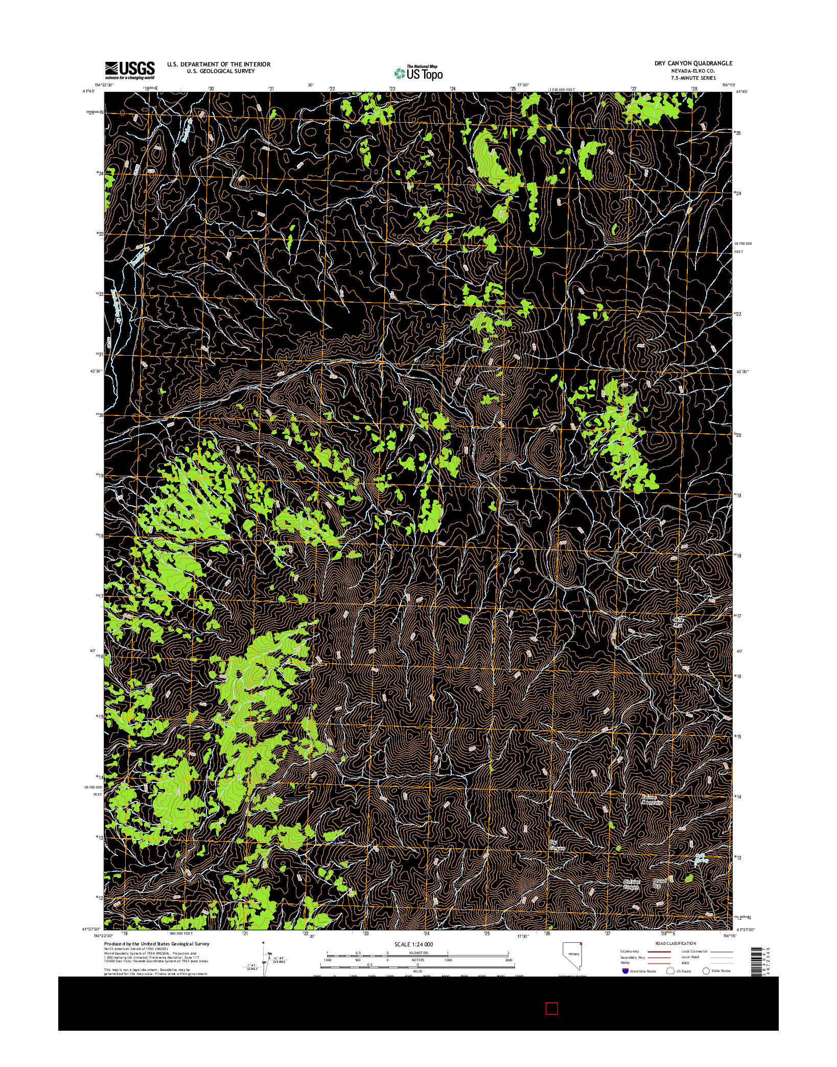 USGS US TOPO 7.5-MINUTE MAP FOR DRY CANYON, NV 2014