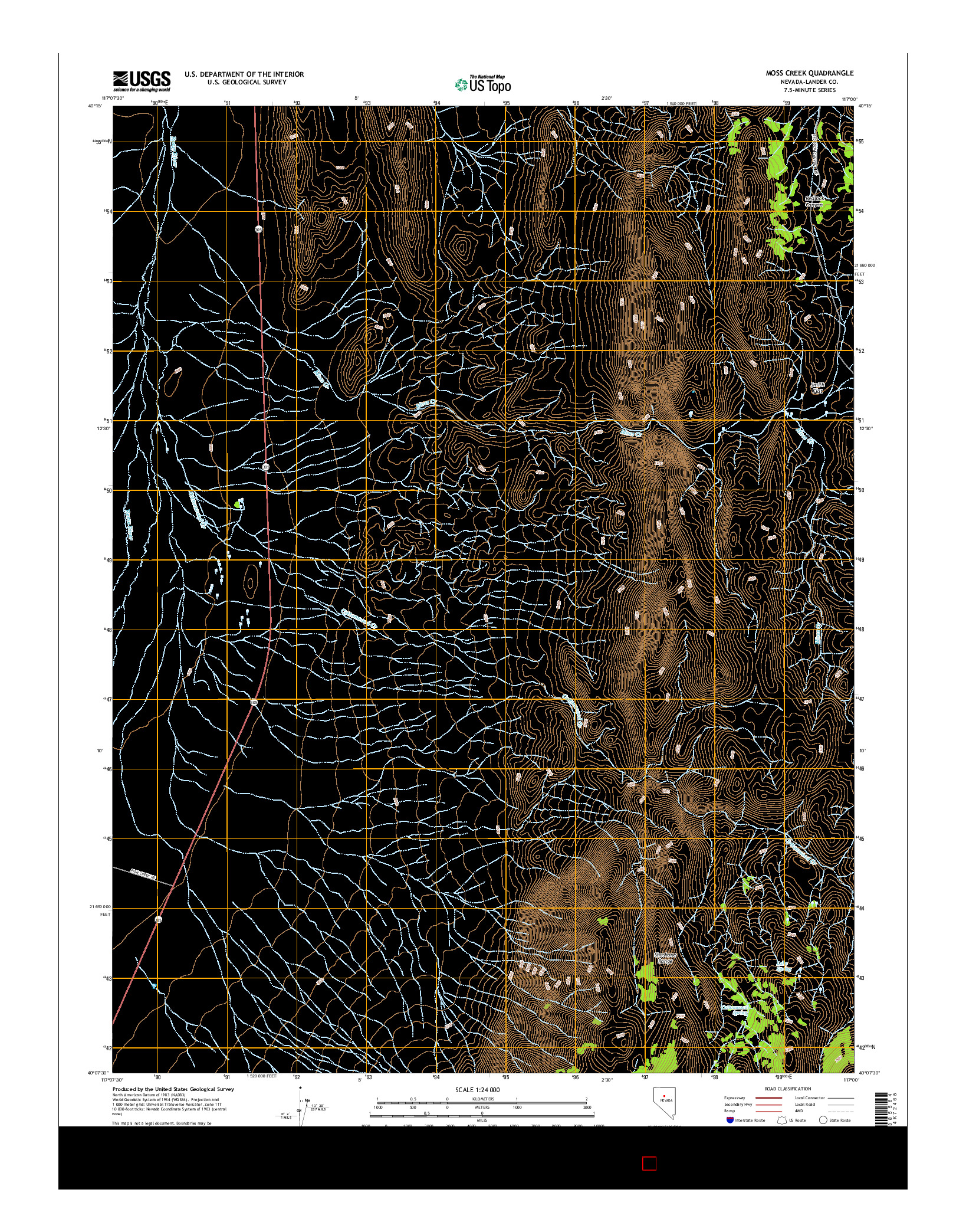 USGS US TOPO 7.5-MINUTE MAP FOR MOSS CREEK, NV 2014