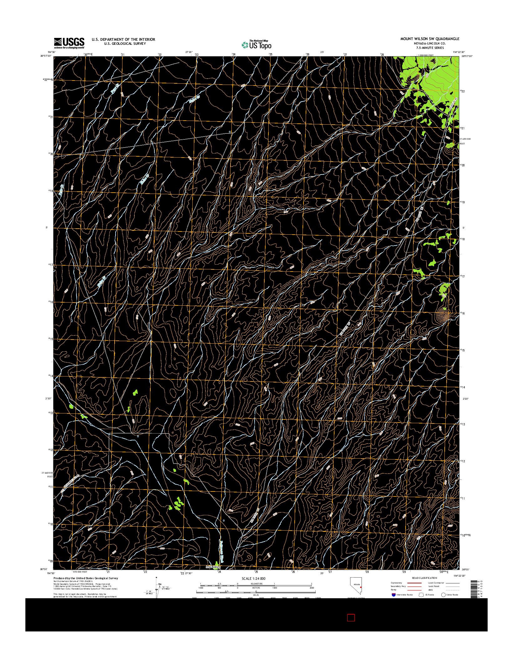 USGS US TOPO 7.5-MINUTE MAP FOR MOUNT WILSON SW, NV 2014