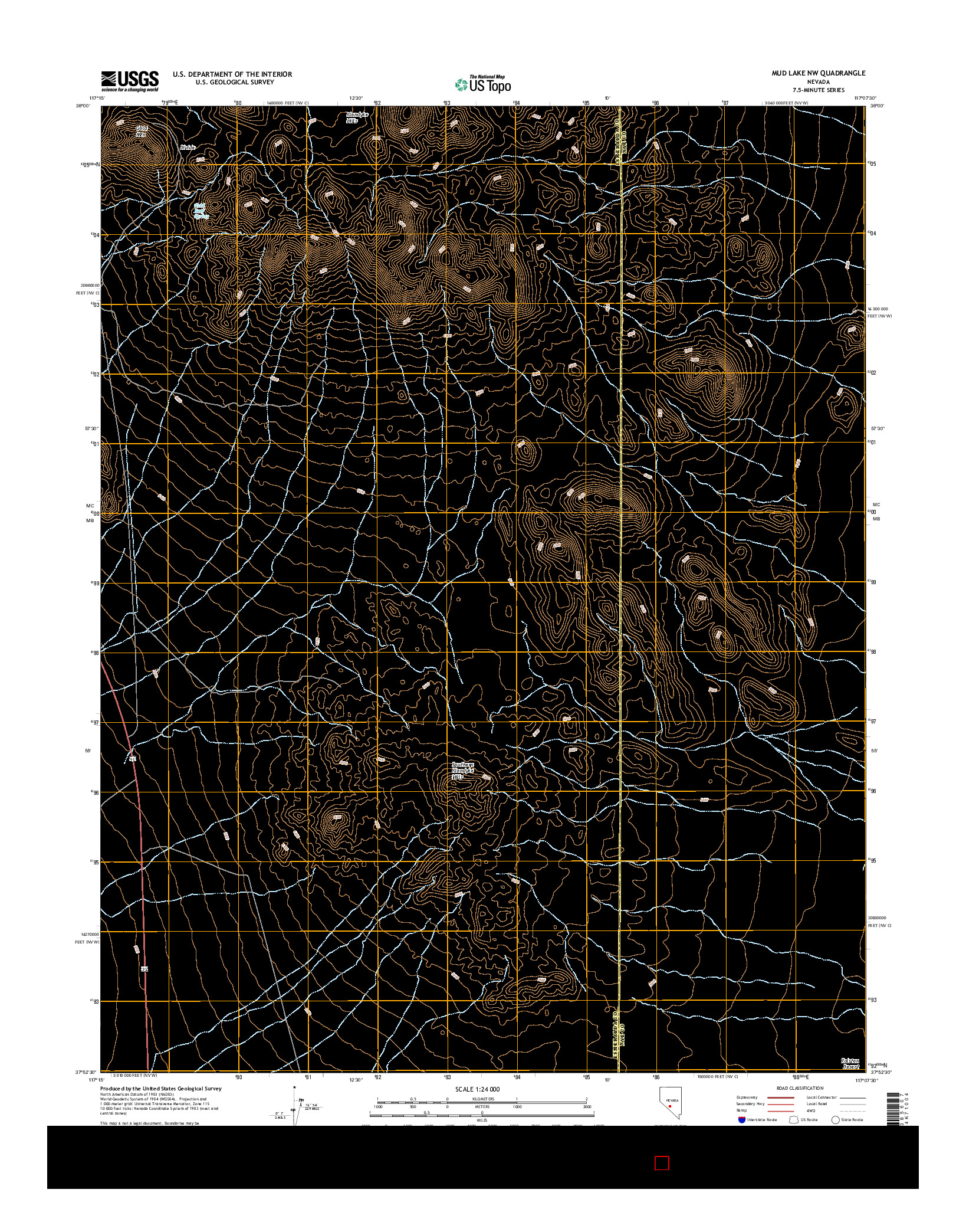 USGS US TOPO 7.5-MINUTE MAP FOR MUD LAKE NW, NV 2014