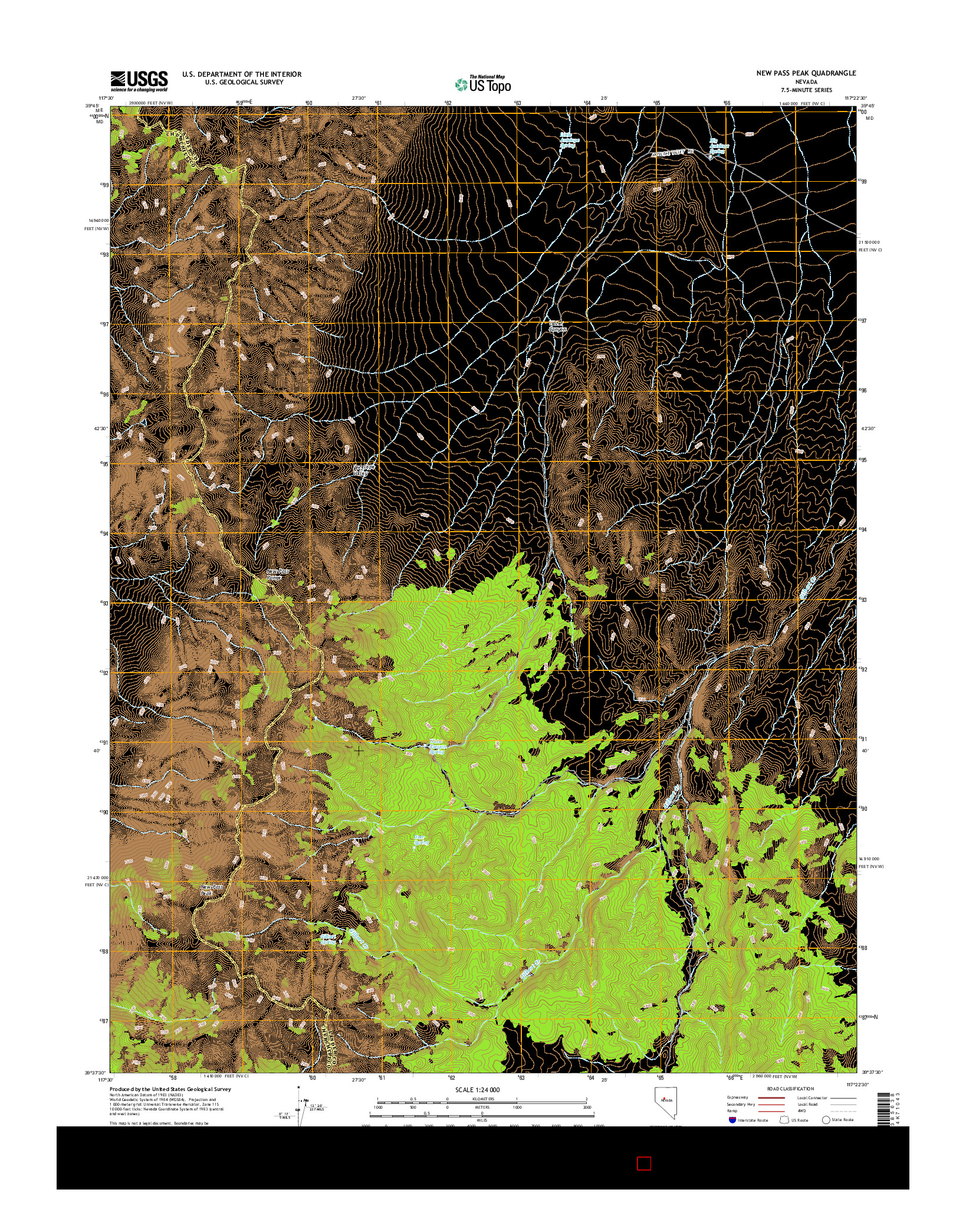 USGS US TOPO 7.5-MINUTE MAP FOR NEW PASS PEAK, NV 2014