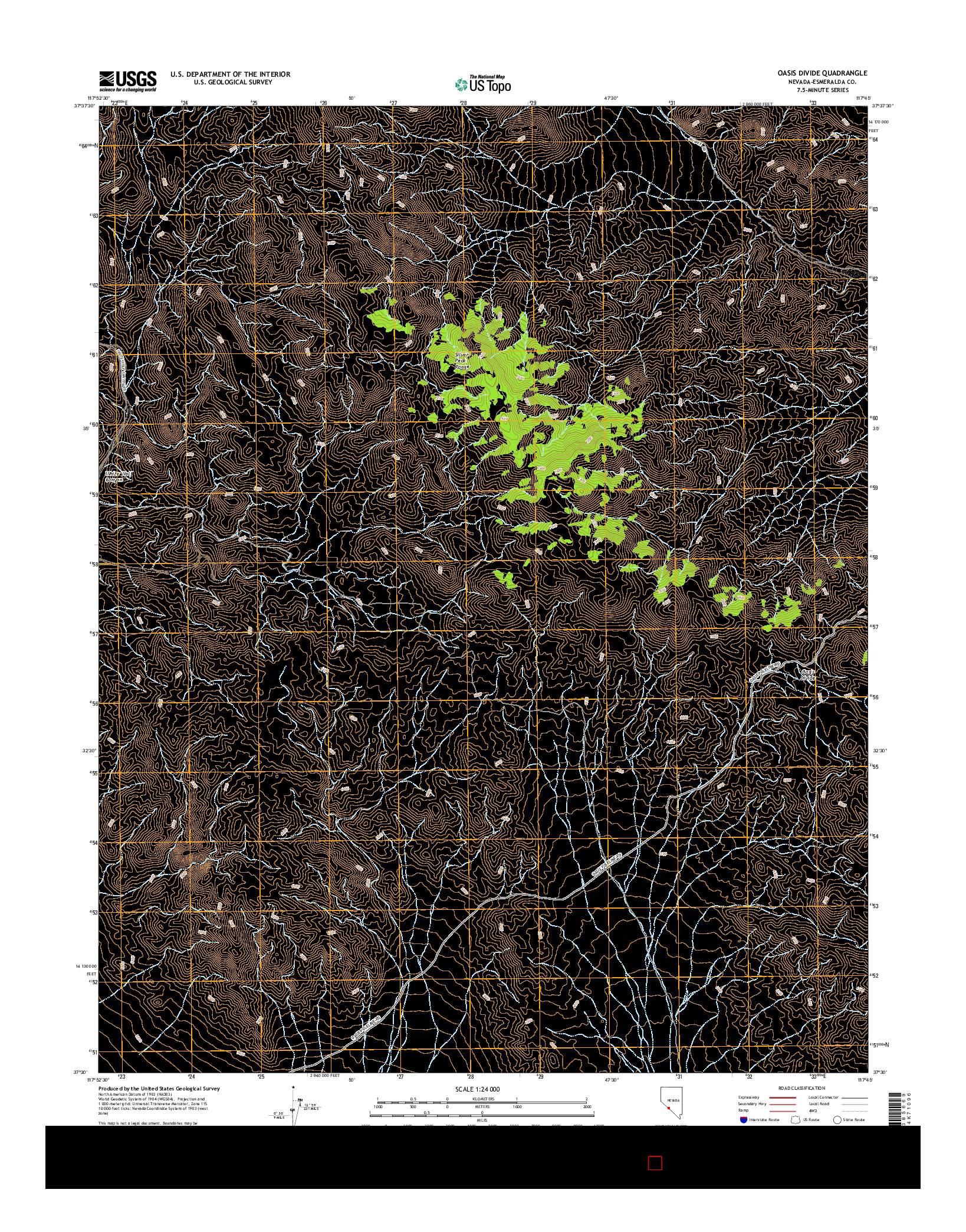 USGS US TOPO 7.5-MINUTE MAP FOR OASIS DIVIDE, NV 2014