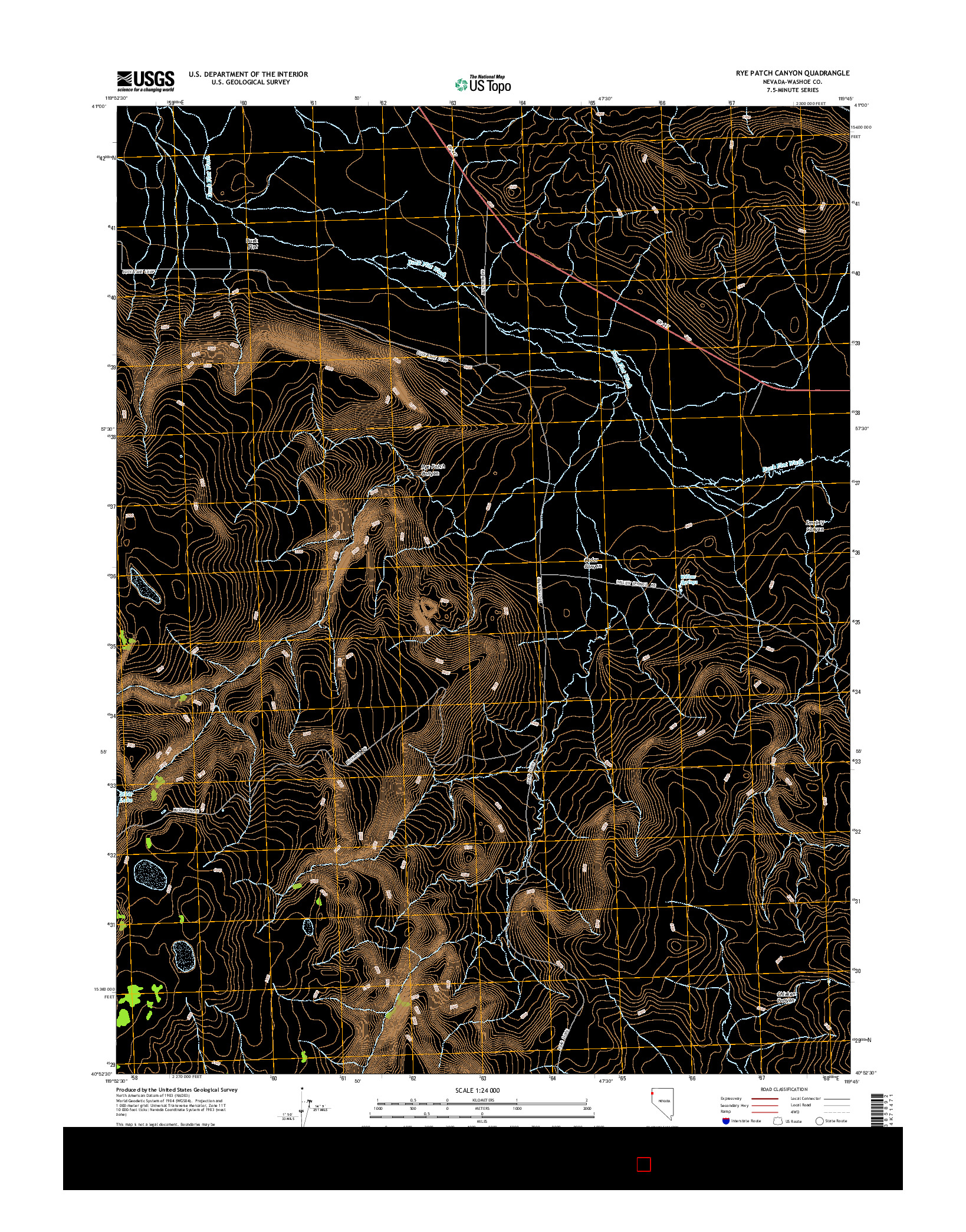 USGS US TOPO 7.5-MINUTE MAP FOR RYE PATCH CANYON, NV 2014