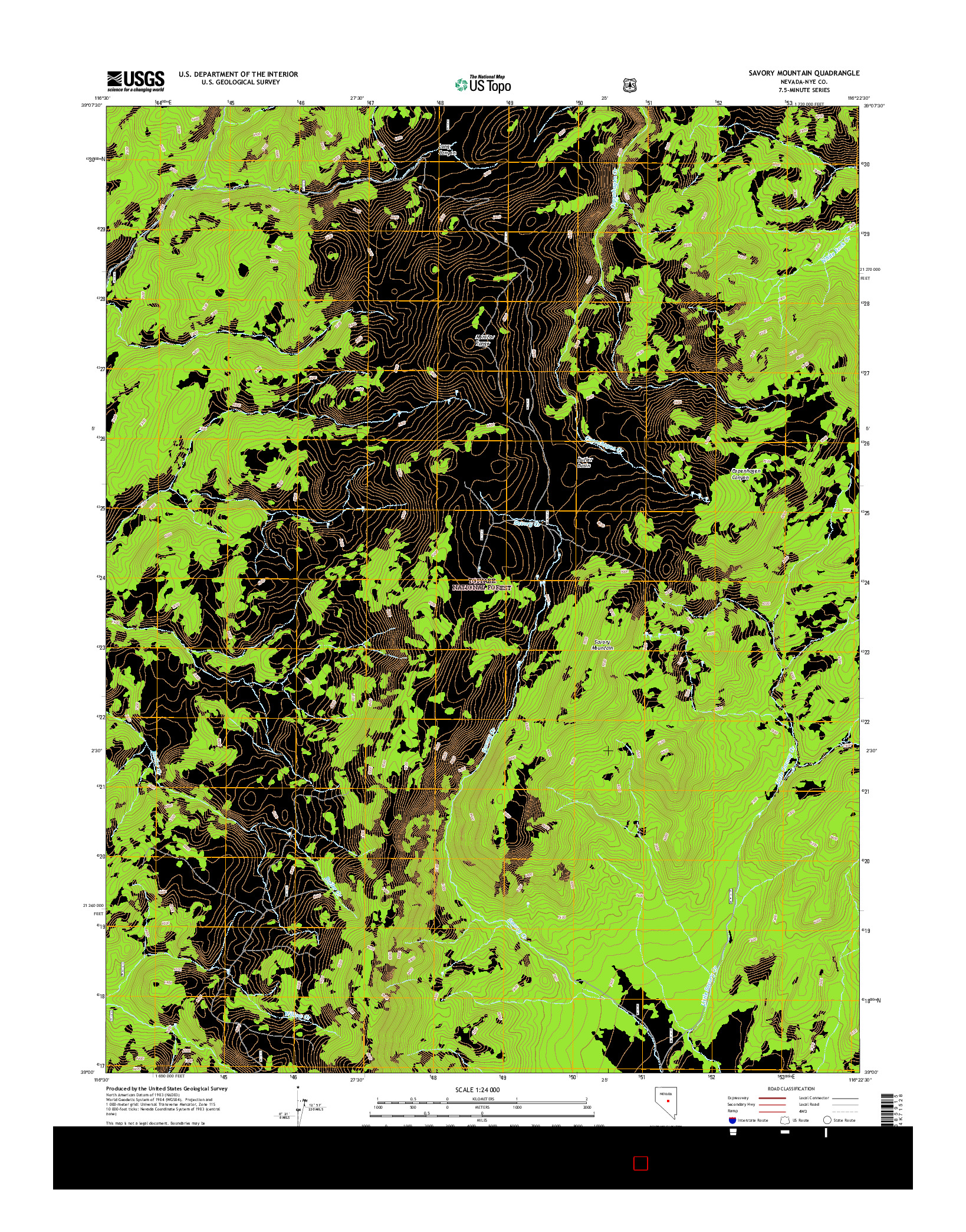 USGS US TOPO 7.5-MINUTE MAP FOR SAVORY MOUNTAIN, NV 2014