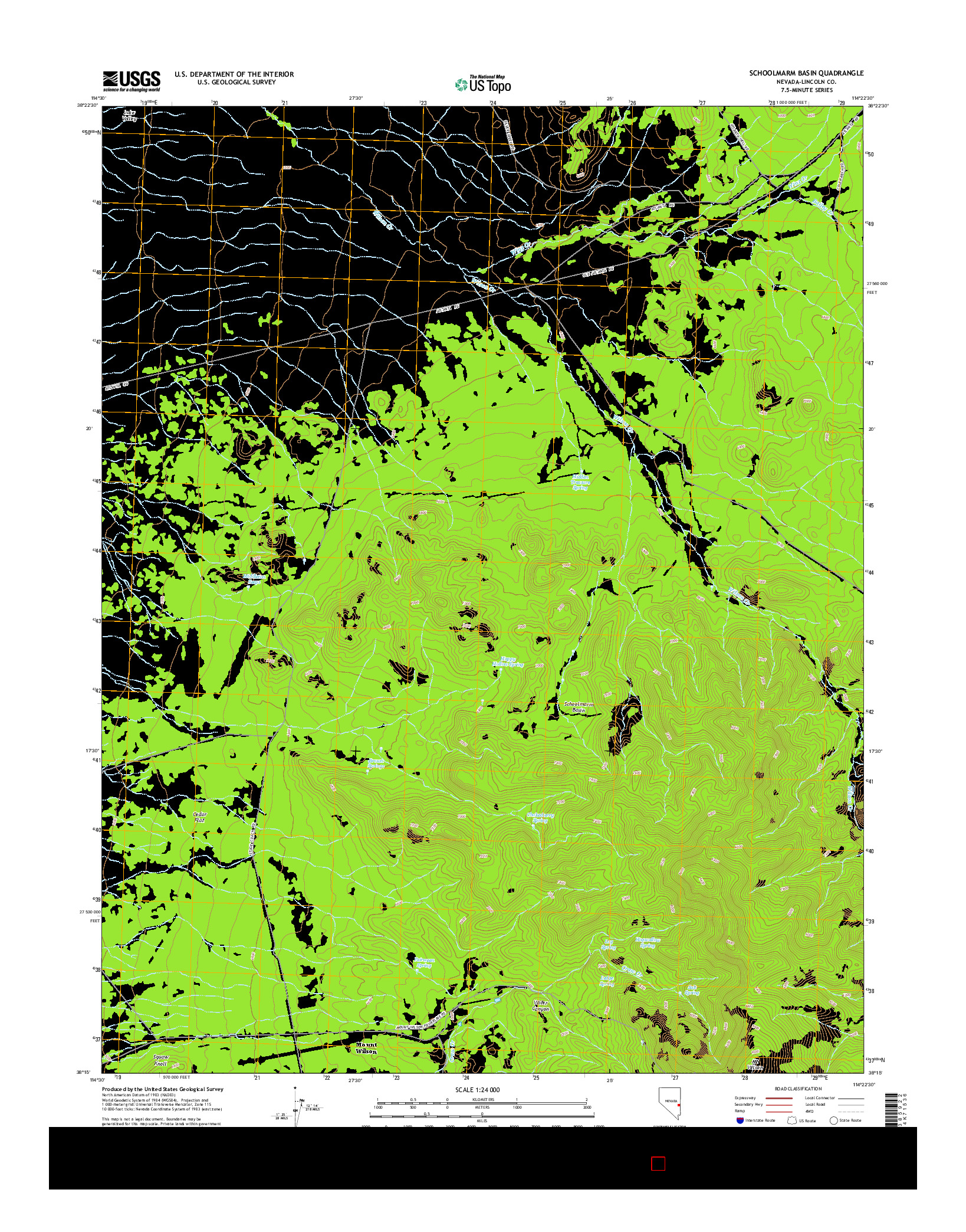 USGS US TOPO 7.5-MINUTE MAP FOR SCHOOLMARM BASIN, NV 2014