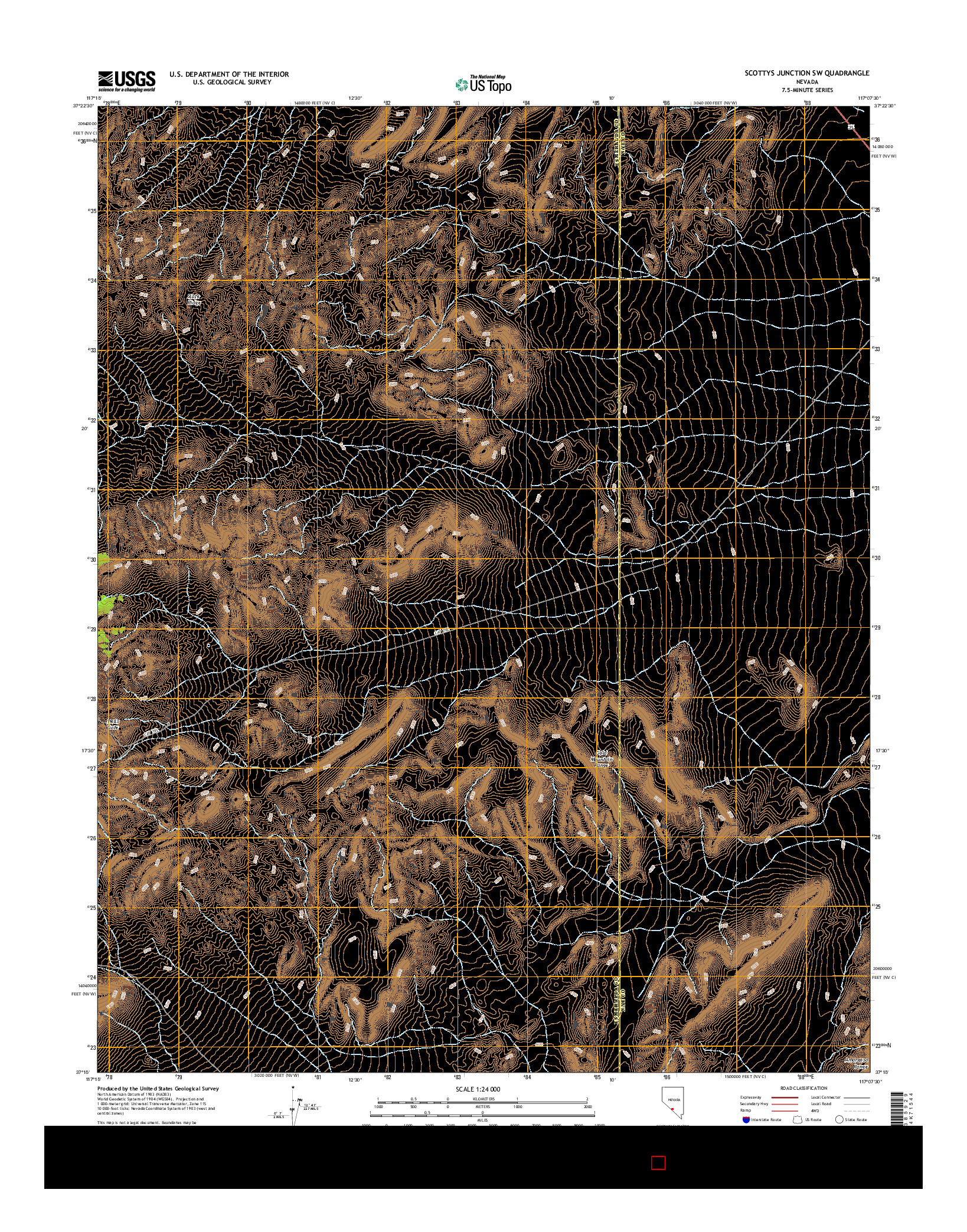 USGS US TOPO 7.5-MINUTE MAP FOR SCOTTYS JUNCTION SW, NV 2014