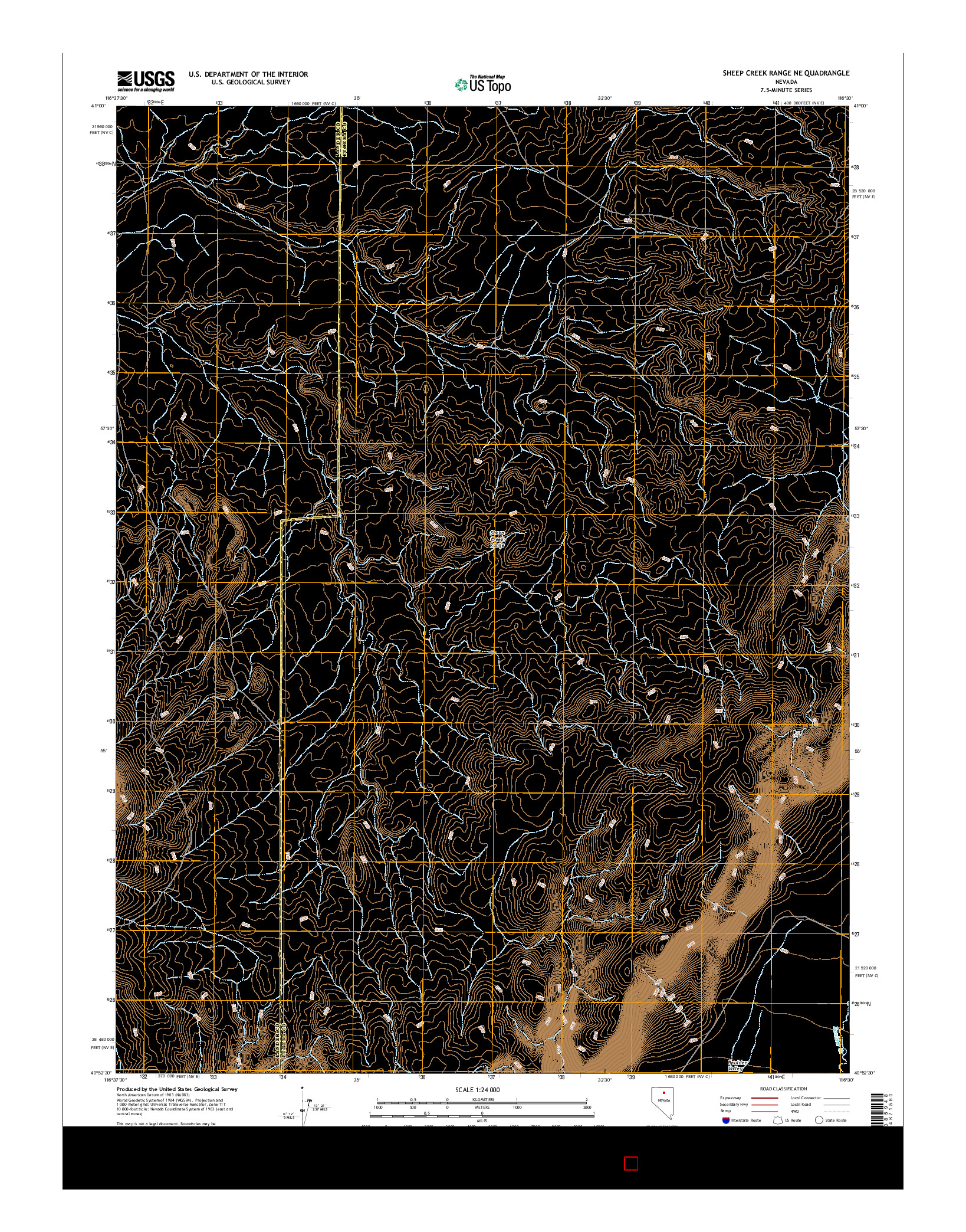 USGS US TOPO 7.5-MINUTE MAP FOR SHEEP CREEK RANGE NE, NV 2014