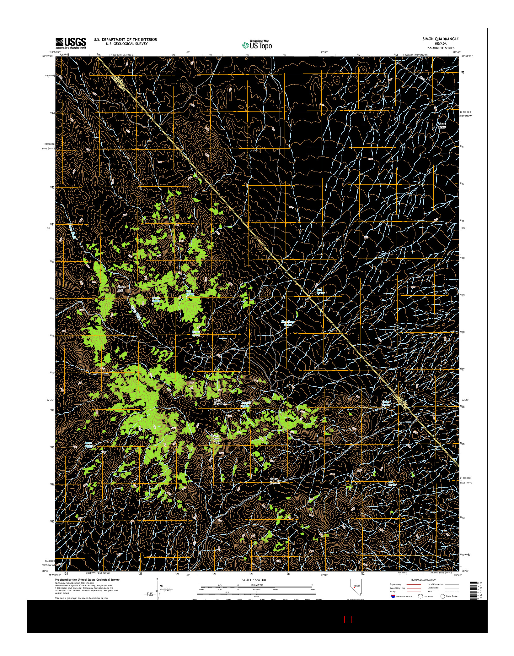 USGS US TOPO 7.5-MINUTE MAP FOR SIMON, NV 2014