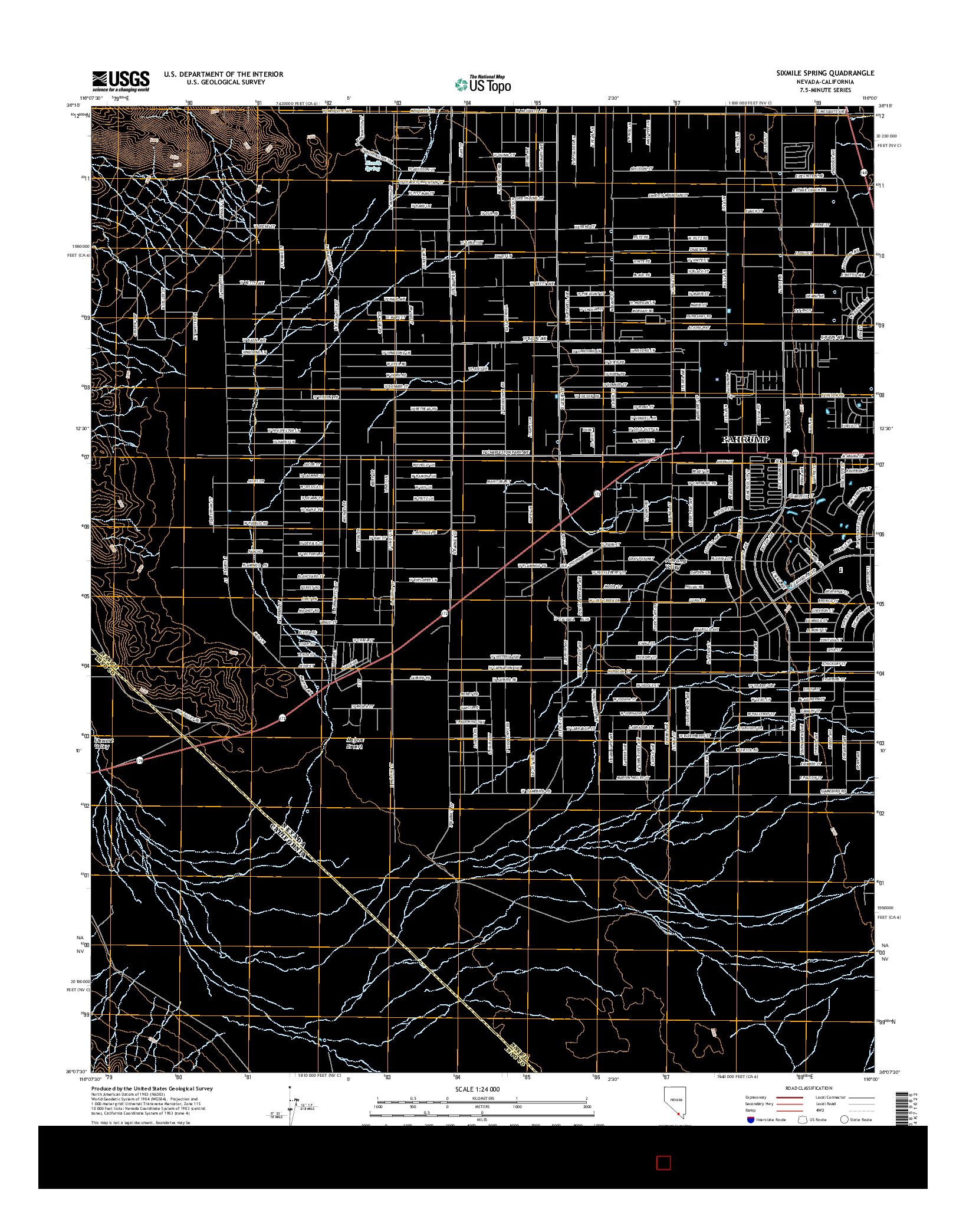 USGS US TOPO 7.5-MINUTE MAP FOR SIXMILE SPRING, NV-CA 2014