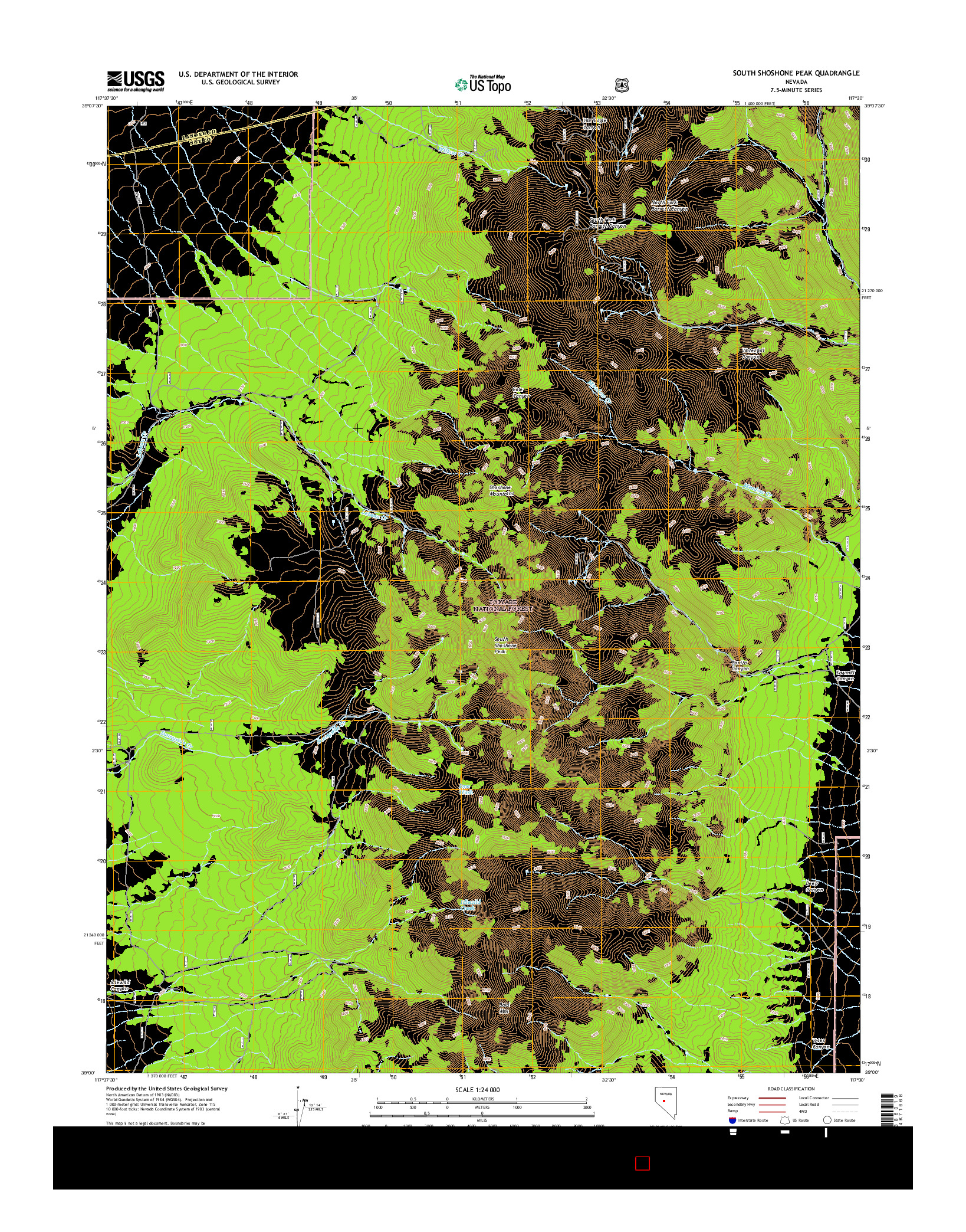 USGS US TOPO 7.5-MINUTE MAP FOR SOUTH SHOSHONE PEAK, NV 2014