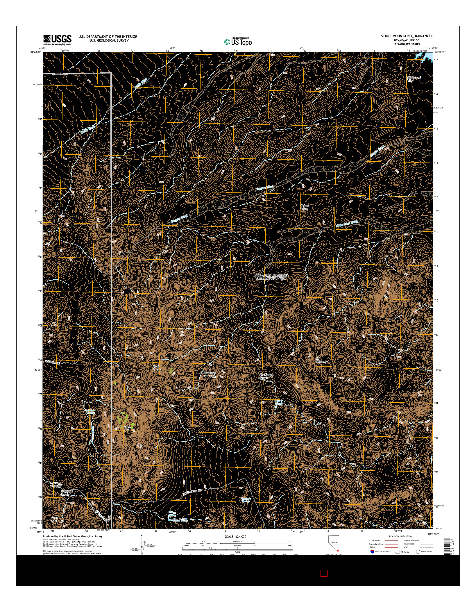 USGS US TOPO 7.5-MINUTE MAP FOR SPIRIT MOUNTAIN, NV 2014