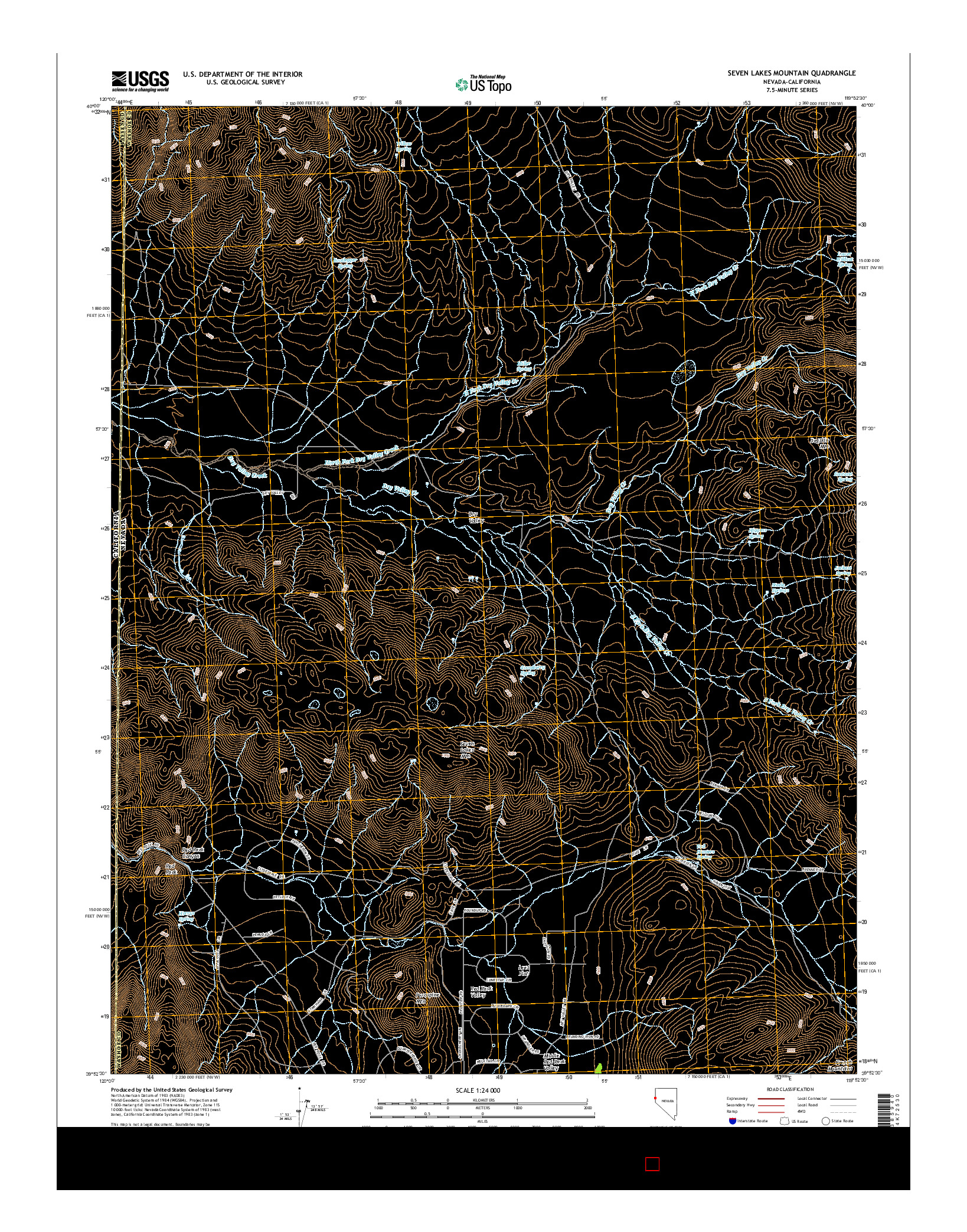 USGS US TOPO 7.5-MINUTE MAP FOR SEVEN LAKES MOUNTAIN, NV-CA 2014
