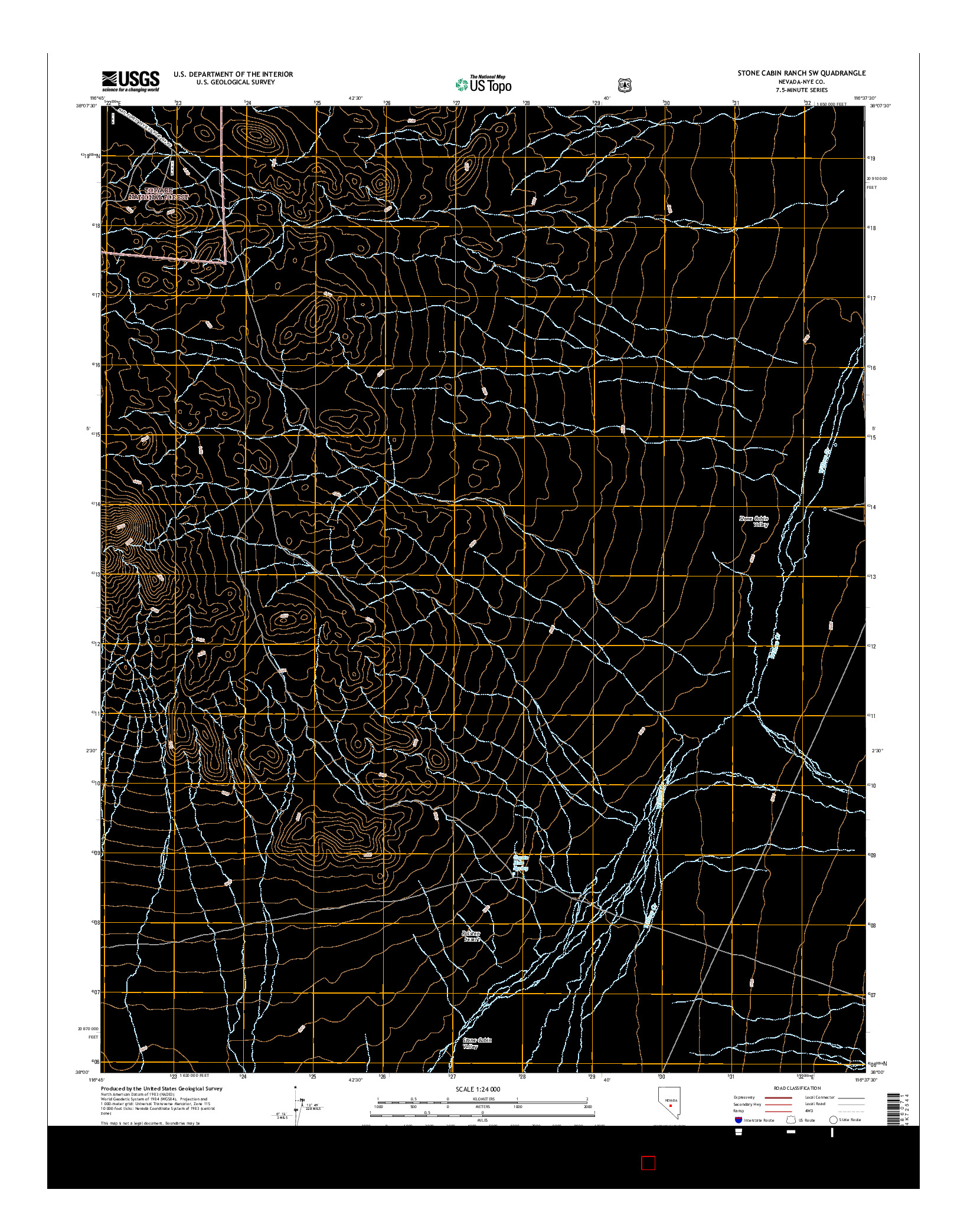 USGS US TOPO 7.5-MINUTE MAP FOR STONE CABIN RANCH SW, NV 2014