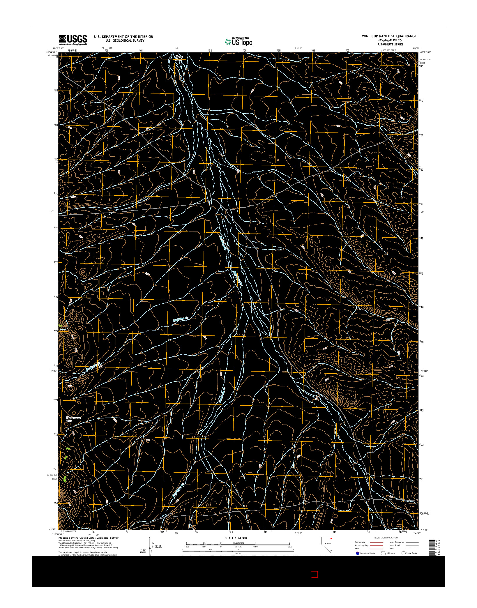 USGS US TOPO 7.5-MINUTE MAP FOR WINE CUP RANCH SE, NV 2014