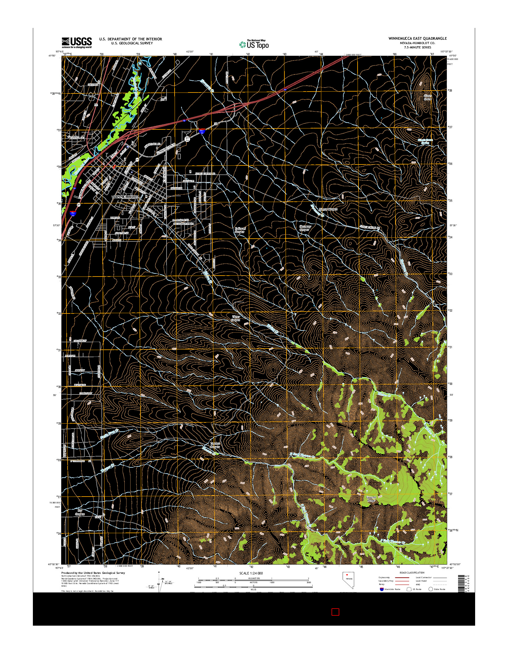 USGS US TOPO 7.5-MINUTE MAP FOR WINNEMUCCA EAST, NV 2014