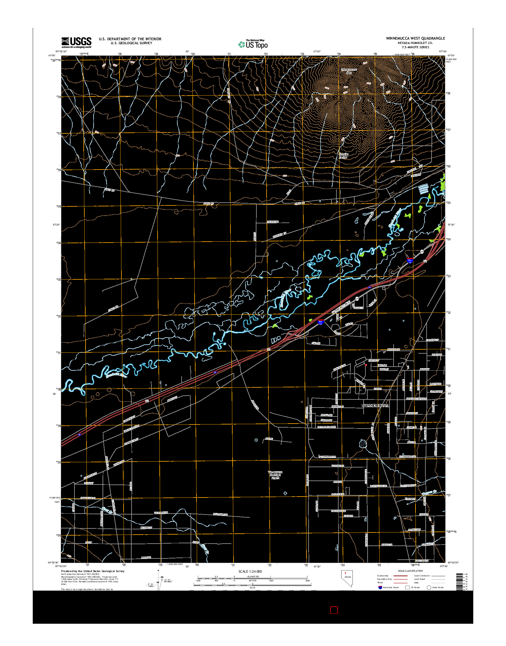 USGS US TOPO 7.5-MINUTE MAP FOR WINNEMUCCA WEST, NV 2014