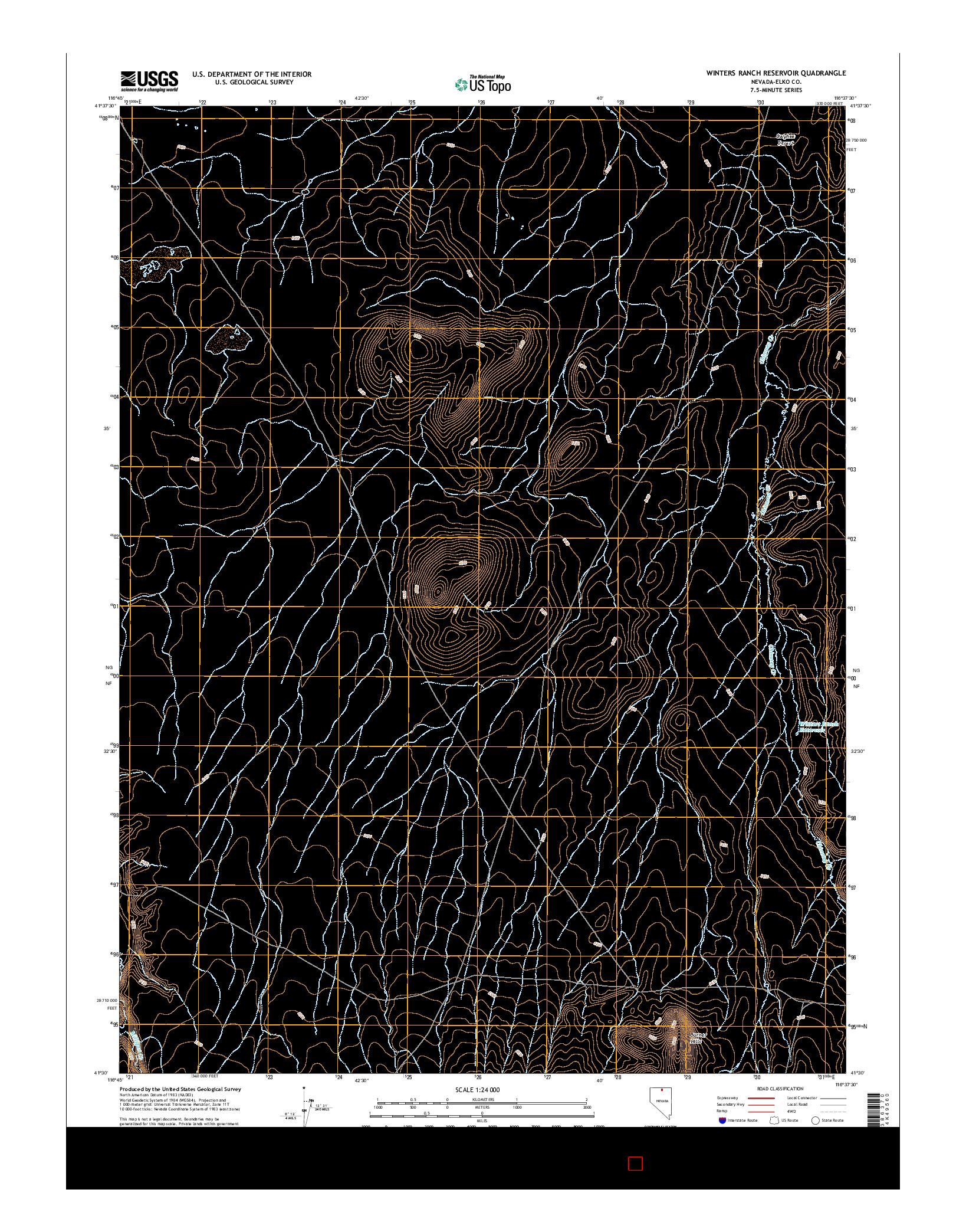 USGS US TOPO 7.5-MINUTE MAP FOR WINTERS RANCH RESERVOIR, NV 2014