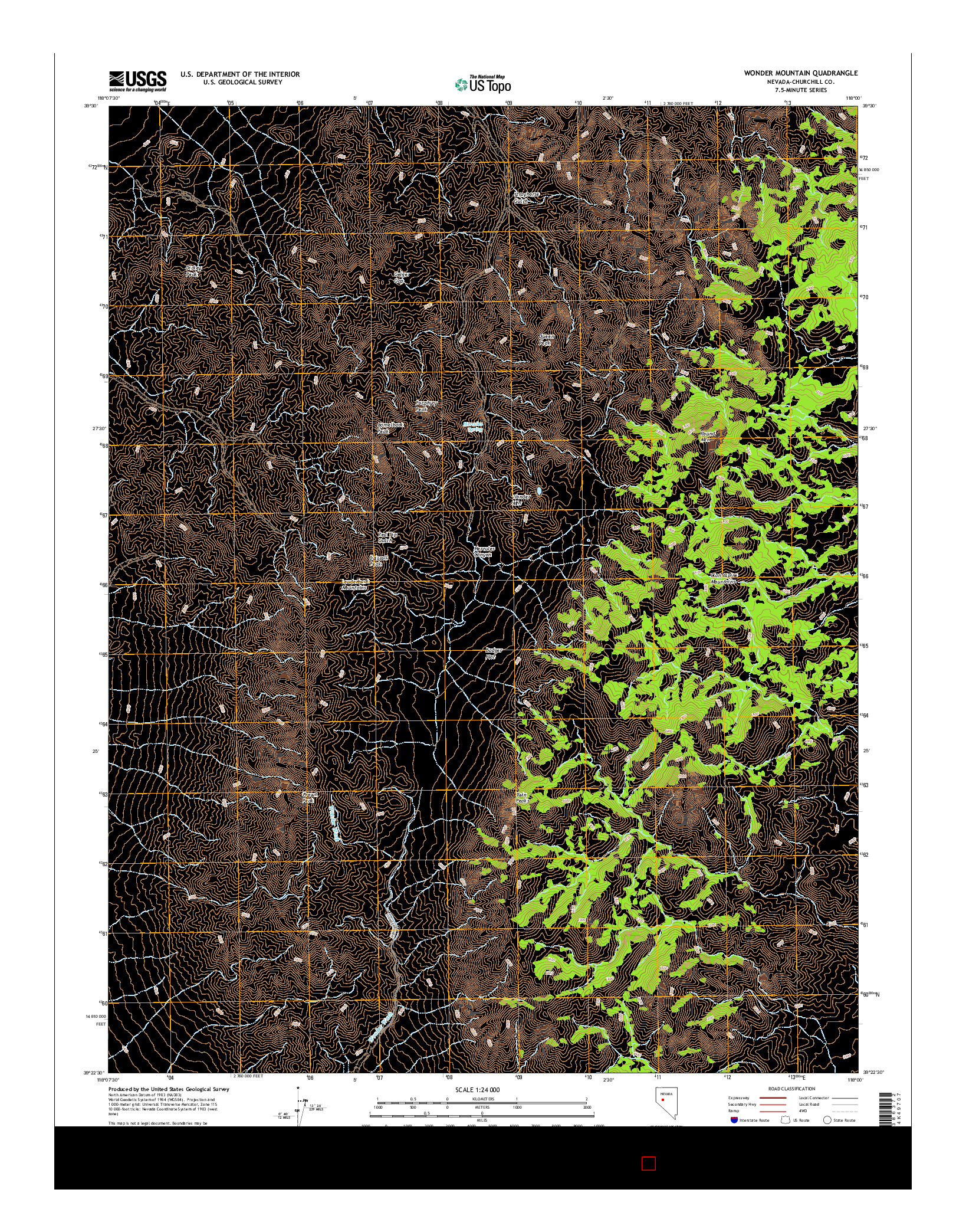 USGS US TOPO 7.5-MINUTE MAP FOR WONDER MOUNTAIN, NV 2014