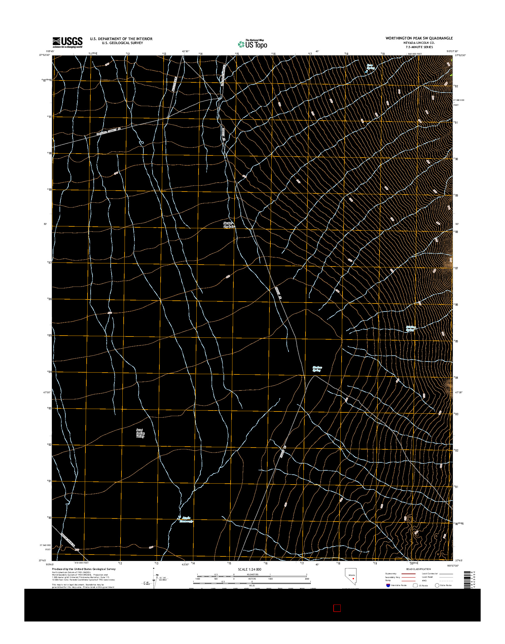 USGS US TOPO 7.5-MINUTE MAP FOR WORTHINGTON PEAK SW, NV 2014