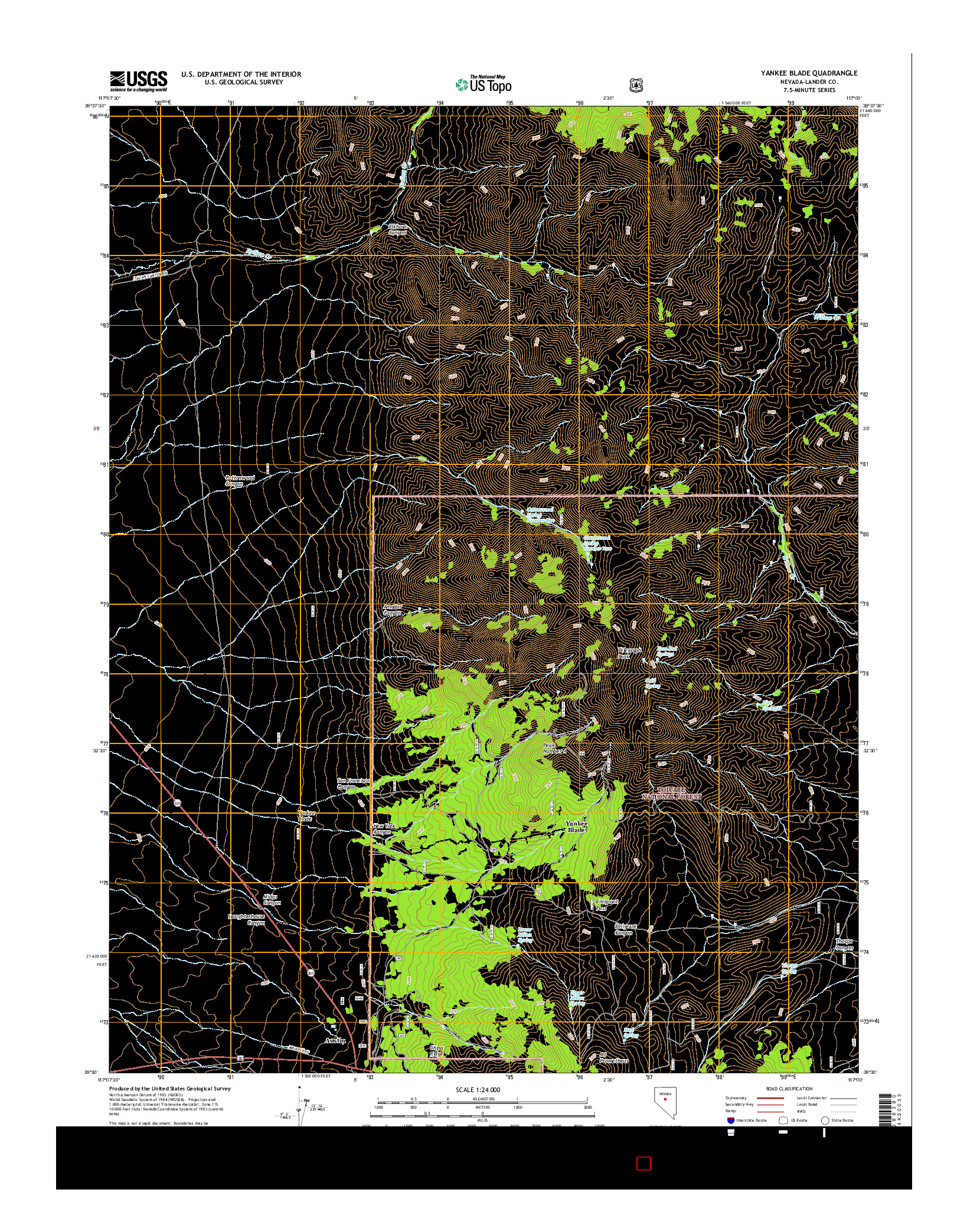 USGS US TOPO 7.5-MINUTE MAP FOR YANKEE BLADE, NV 2014