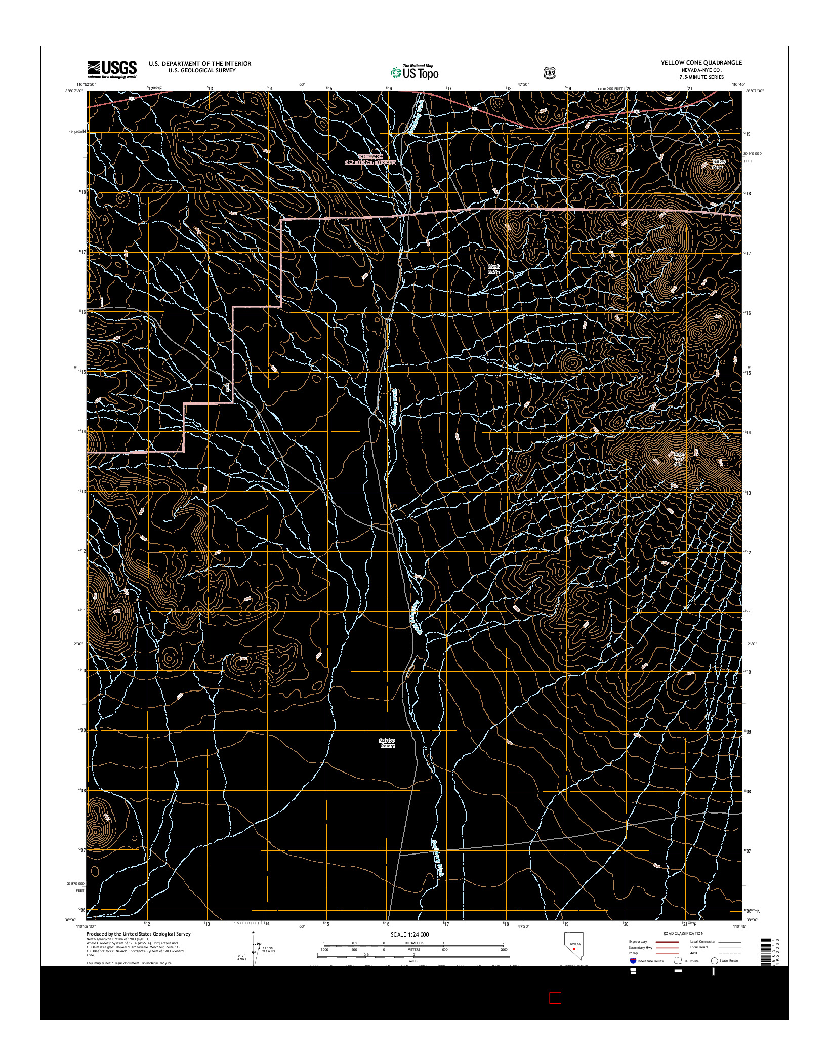 USGS US TOPO 7.5-MINUTE MAP FOR YELLOW CONE, NV 2014