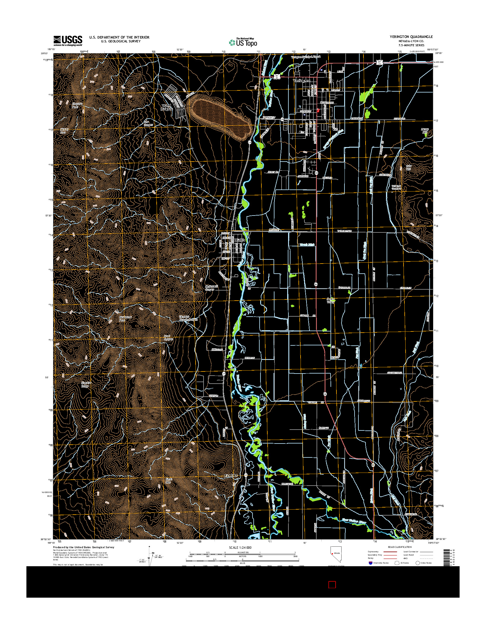 USGS US TOPO 7.5-MINUTE MAP FOR YERINGTON, NV 2014