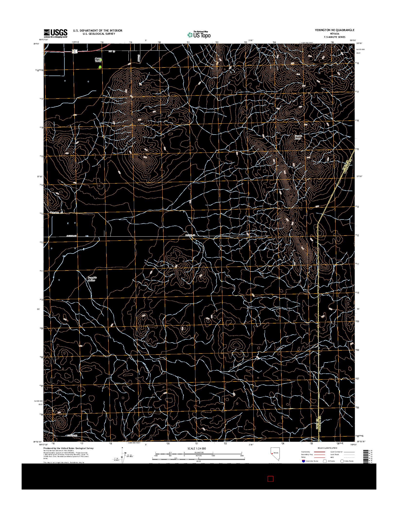 USGS US TOPO 7.5-MINUTE MAP FOR YERINGTON NE, NV 2014