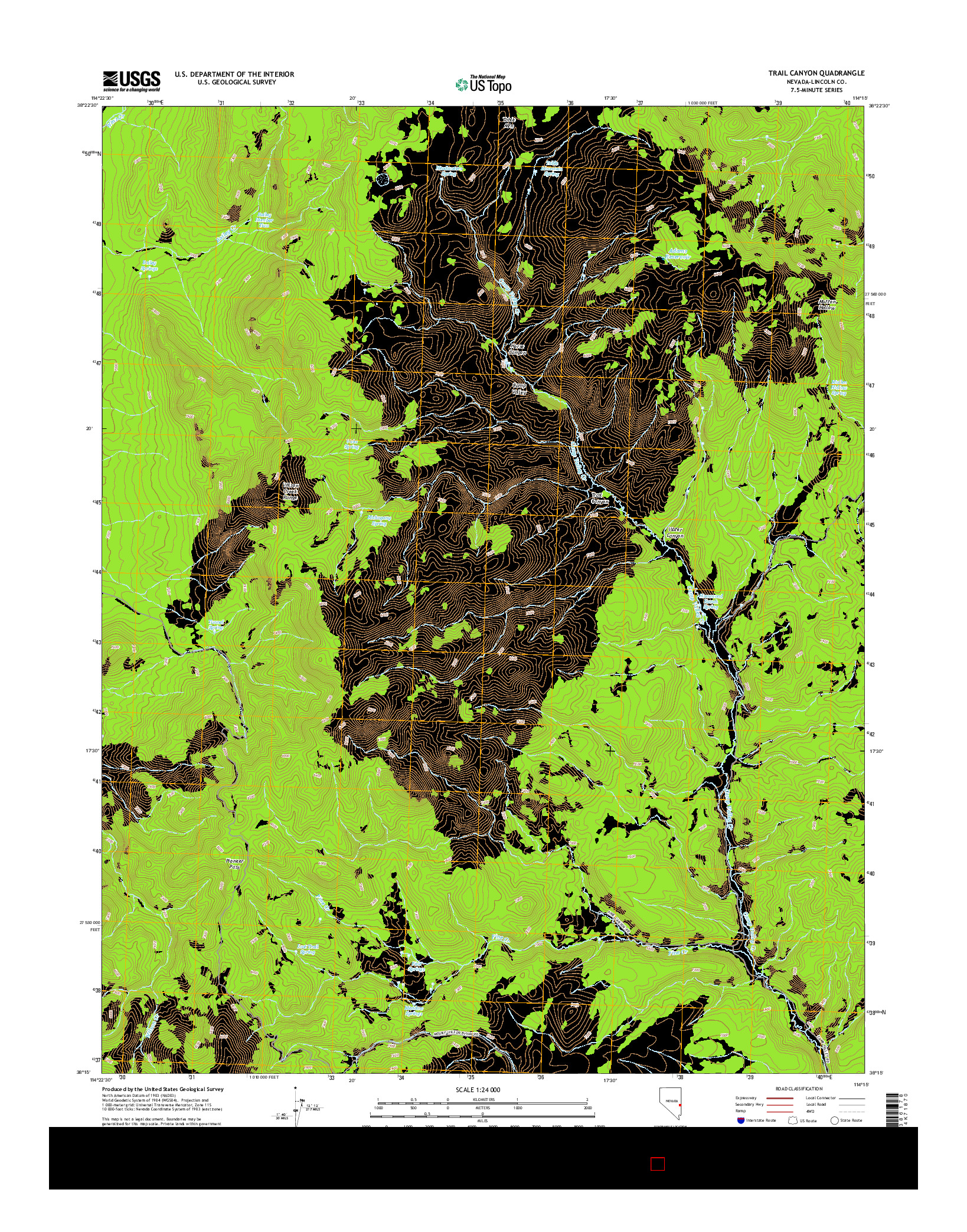 USGS US TOPO 7.5-MINUTE MAP FOR TRAIL CANYON, NV 2014