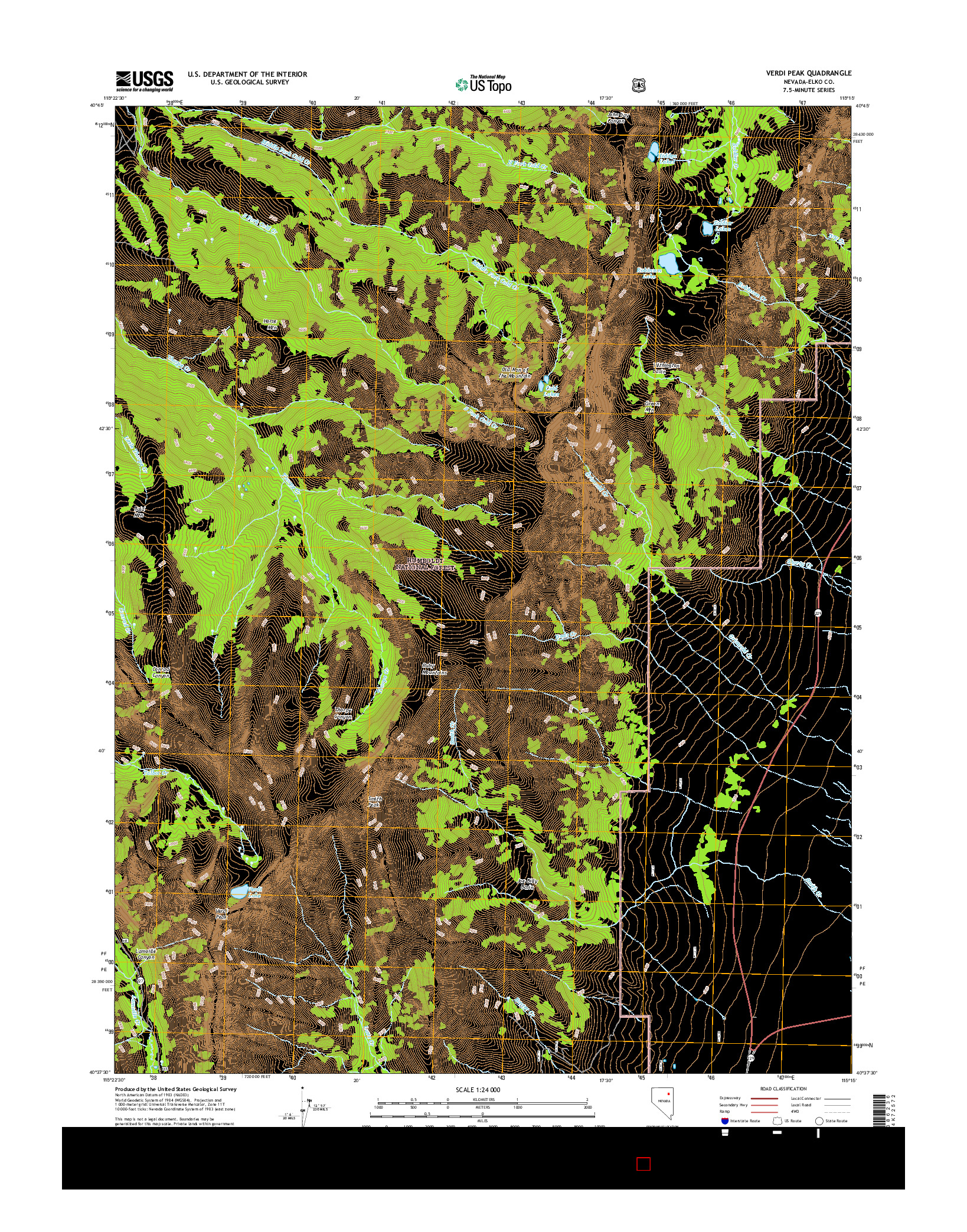 USGS US TOPO 7.5-MINUTE MAP FOR VERDI PEAK, NV 2014