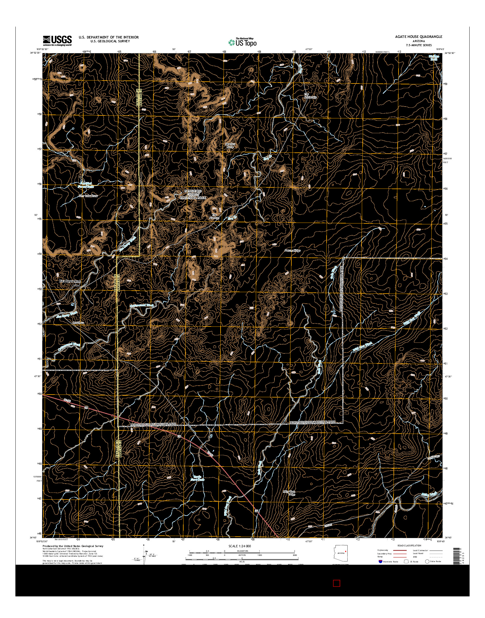 USGS US TOPO 7.5-MINUTE MAP FOR AGATE HOUSE, AZ 2014