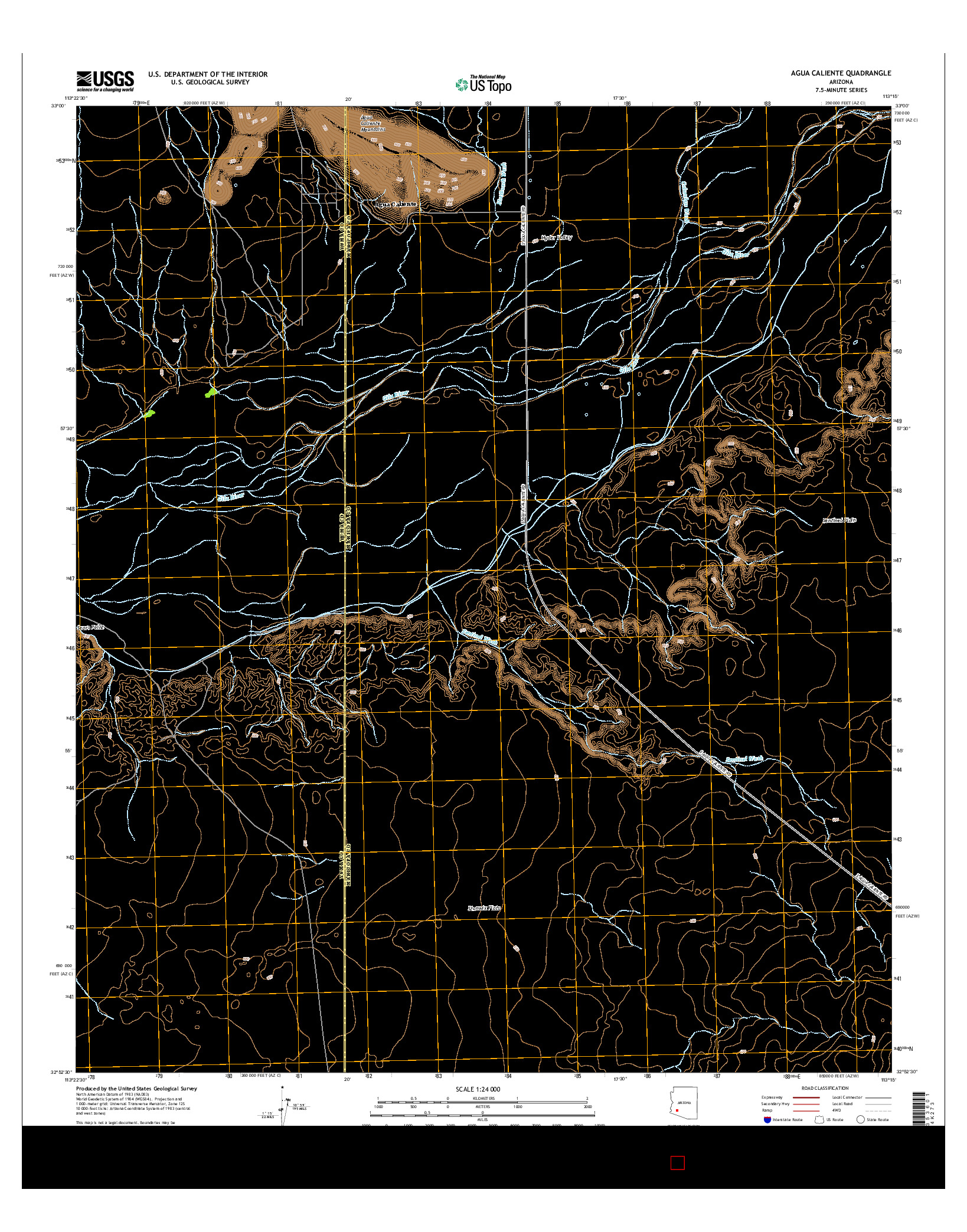 USGS US TOPO 7.5-MINUTE MAP FOR AGUA CALIENTE, AZ 2014