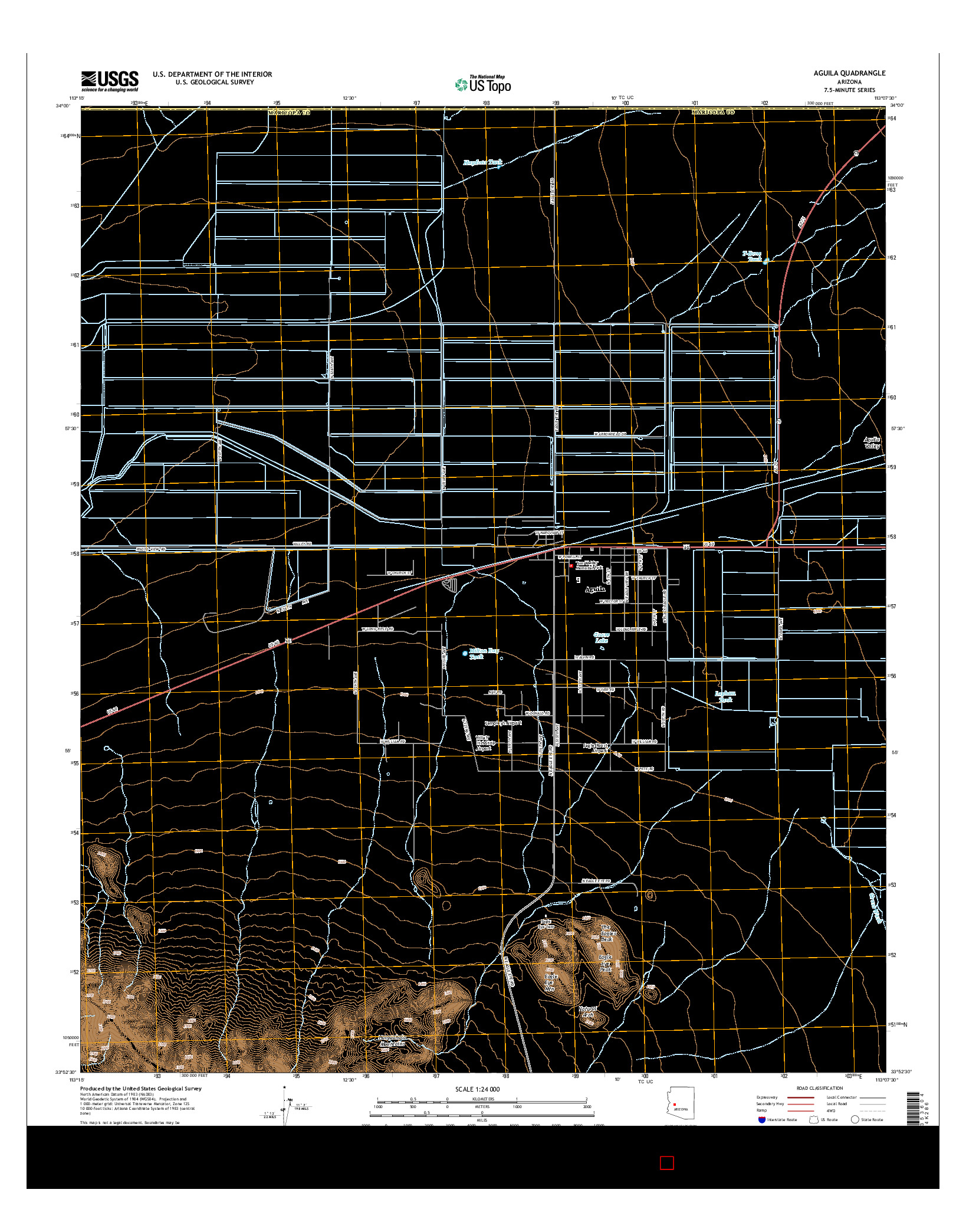 USGS US TOPO 7.5-MINUTE MAP FOR AGUILA, AZ 2014