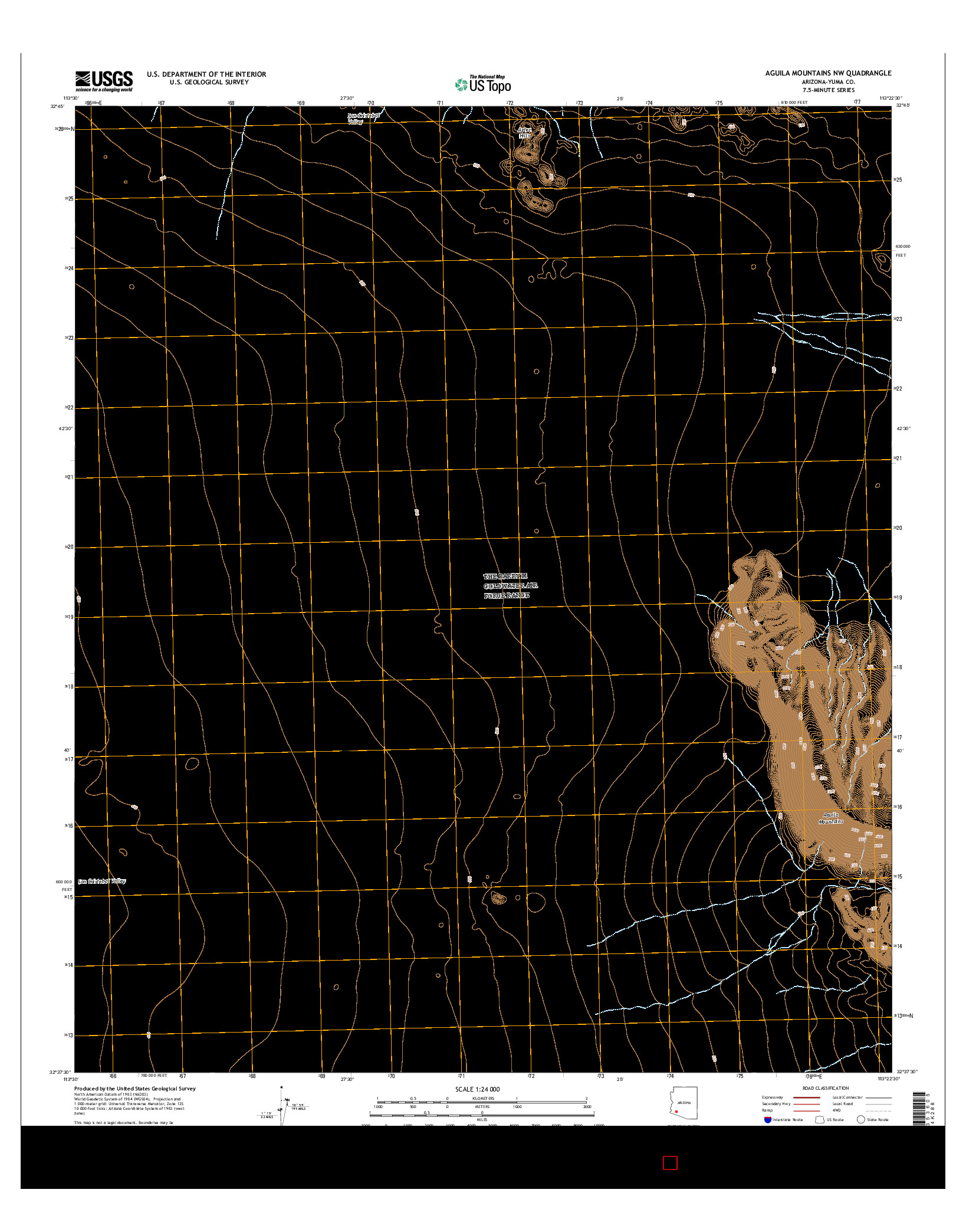 USGS US TOPO 7.5-MINUTE MAP FOR AGUILA MOUNTAINS NW, AZ 2014