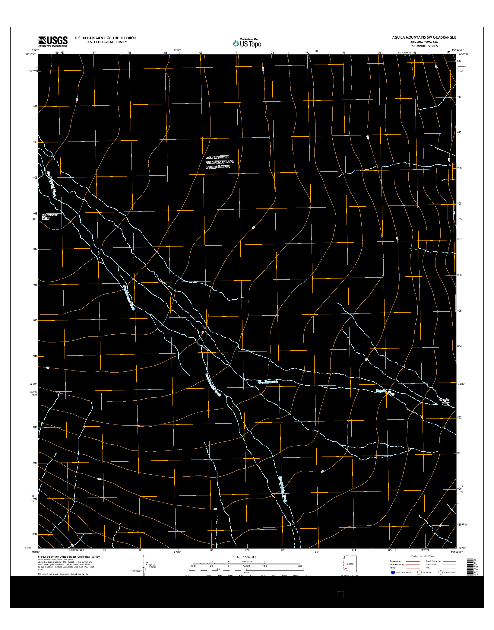 USGS US TOPO 7.5-MINUTE MAP FOR AGUILA MOUNTAINS SW, AZ 2014