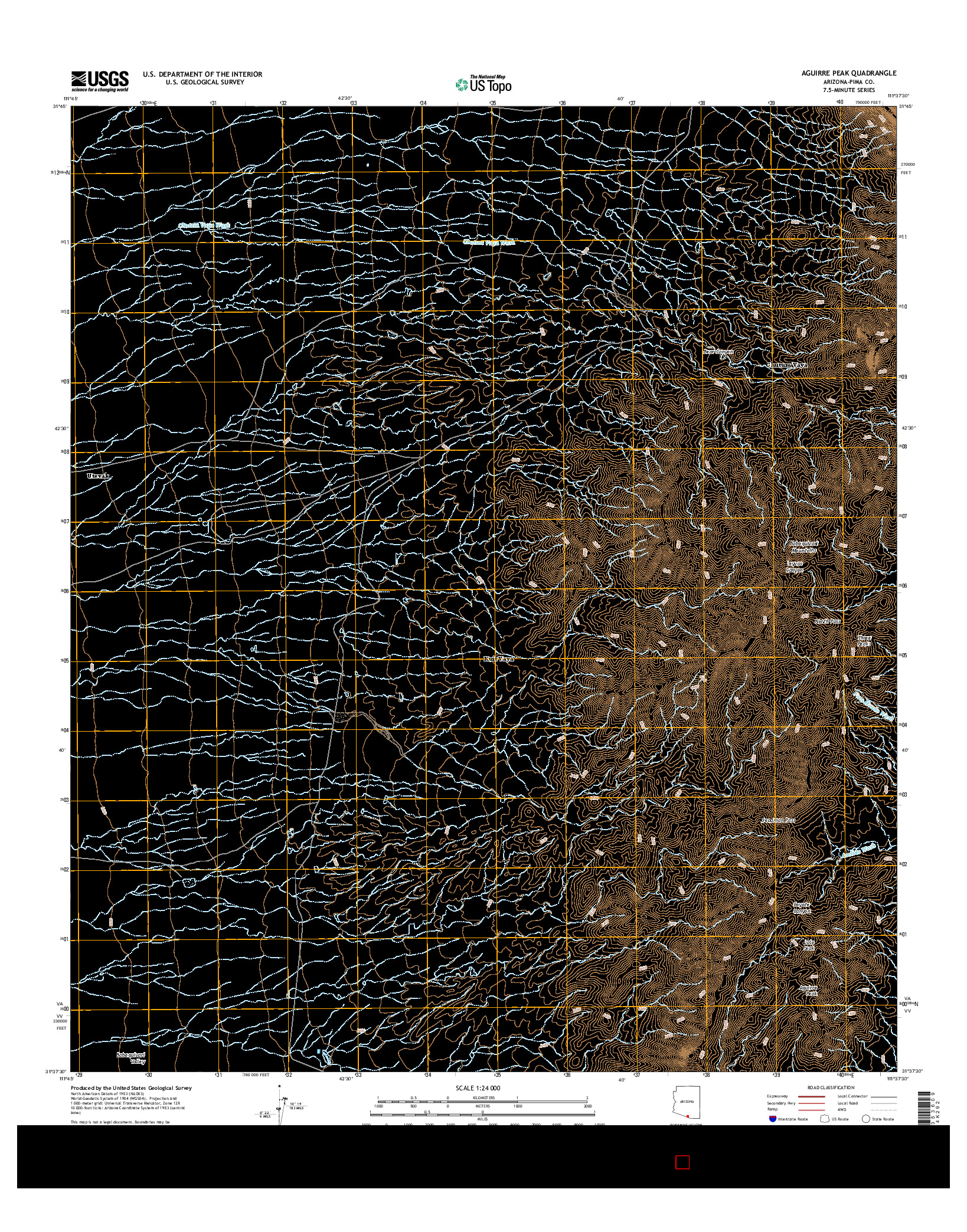 USGS US TOPO 7.5-MINUTE MAP FOR AGUIRRE PEAK, AZ 2014