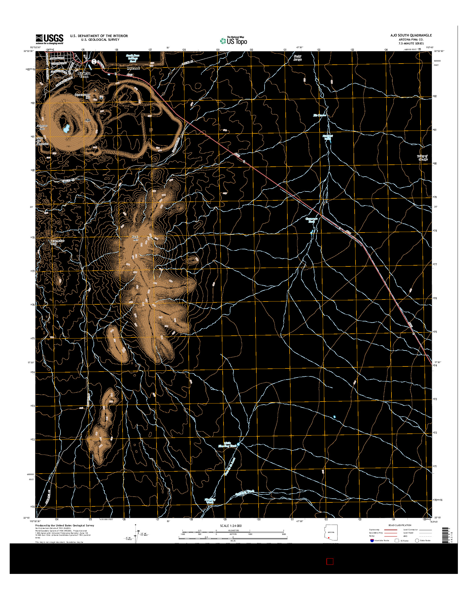 USGS US TOPO 7.5-MINUTE MAP FOR AJO SOUTH, AZ 2014