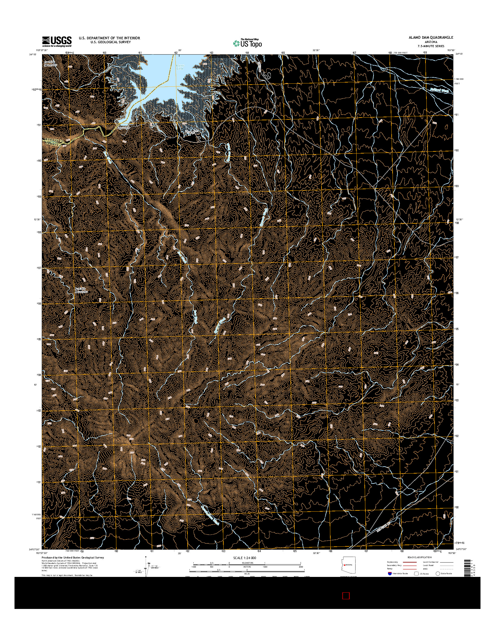 USGS US TOPO 7.5-MINUTE MAP FOR ALAMO DAM, AZ 2014