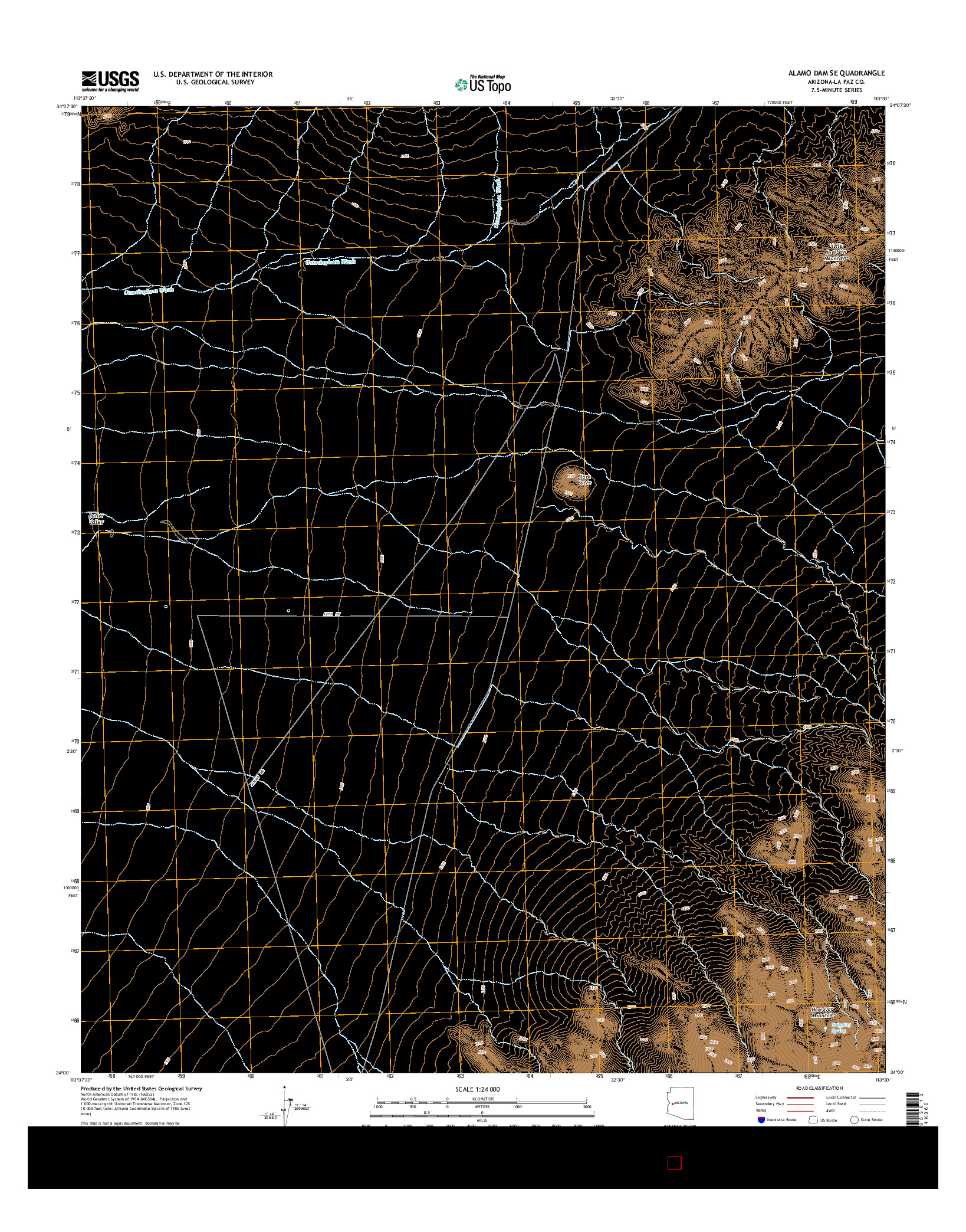 USGS US TOPO 7.5-MINUTE MAP FOR ALAMO DAM SE, AZ 2014