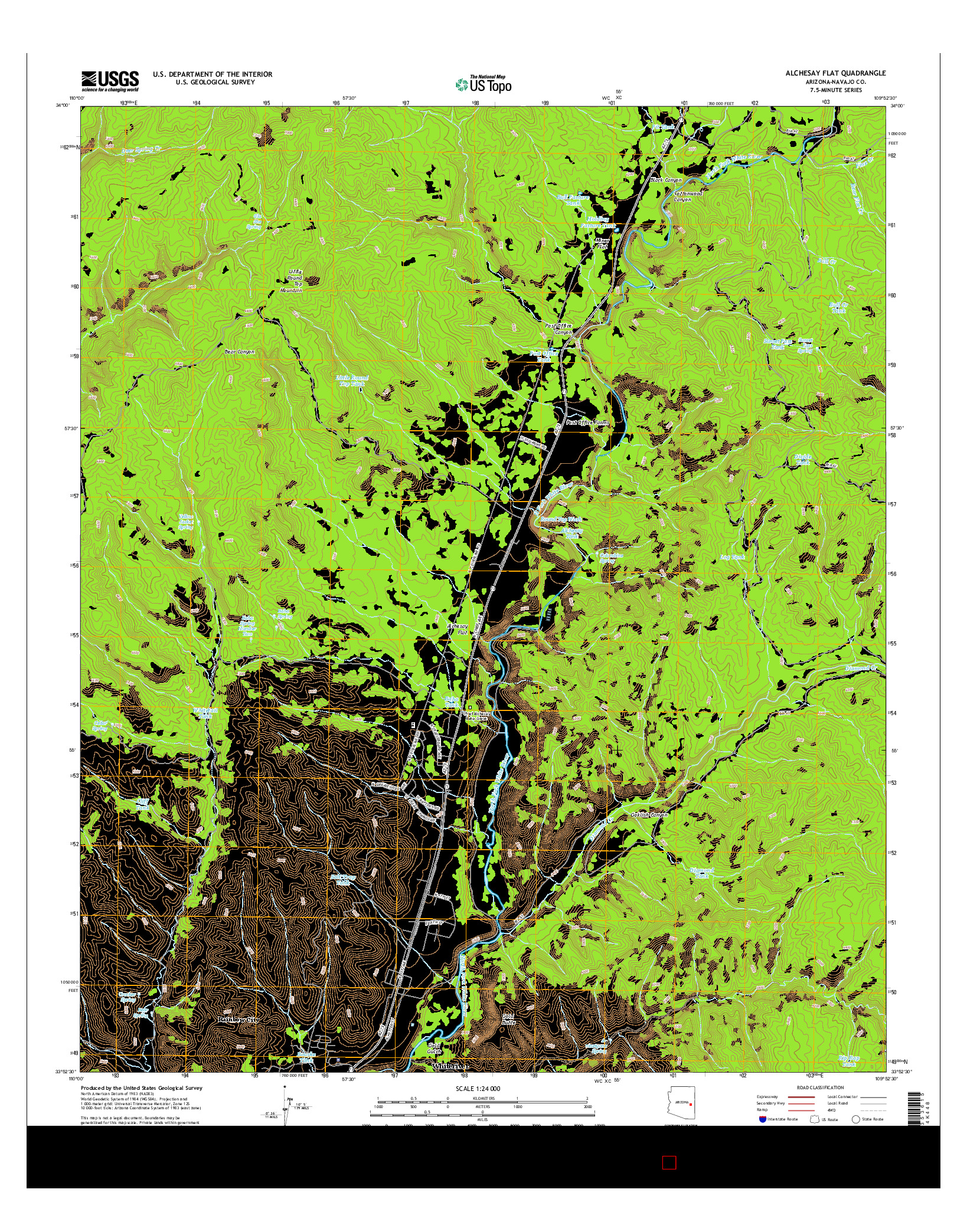USGS US TOPO 7.5-MINUTE MAP FOR ALCHESAY FLAT, AZ 2014