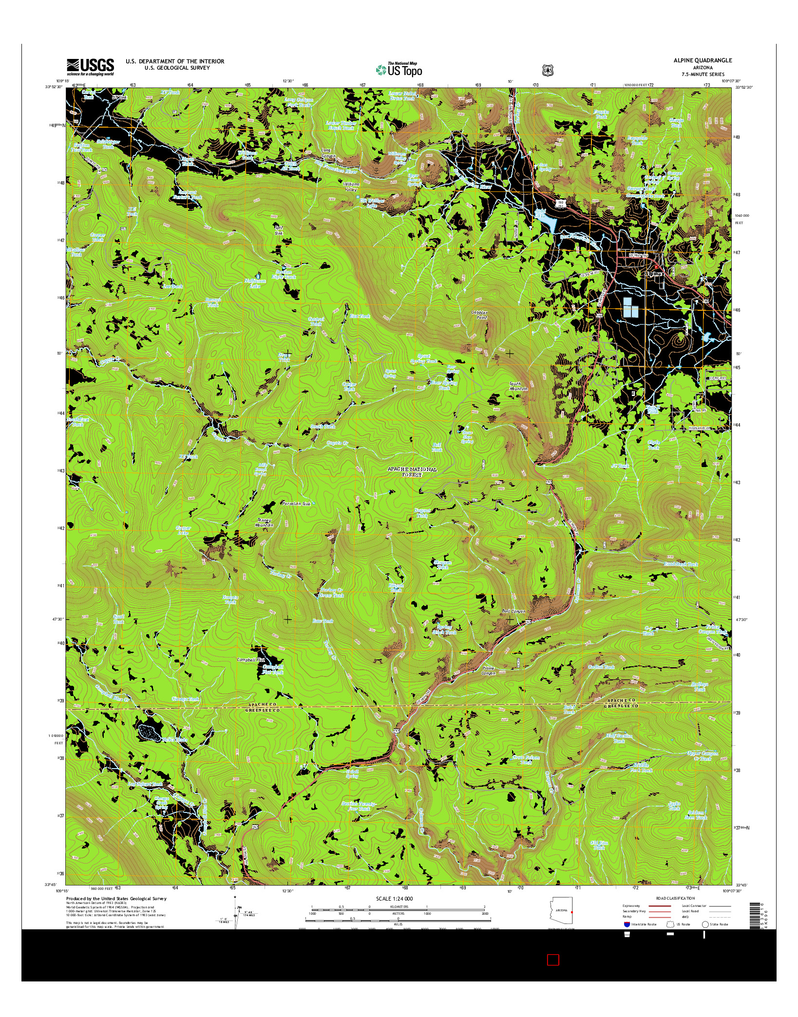 USGS US TOPO 7.5-MINUTE MAP FOR ALPINE, AZ 2014