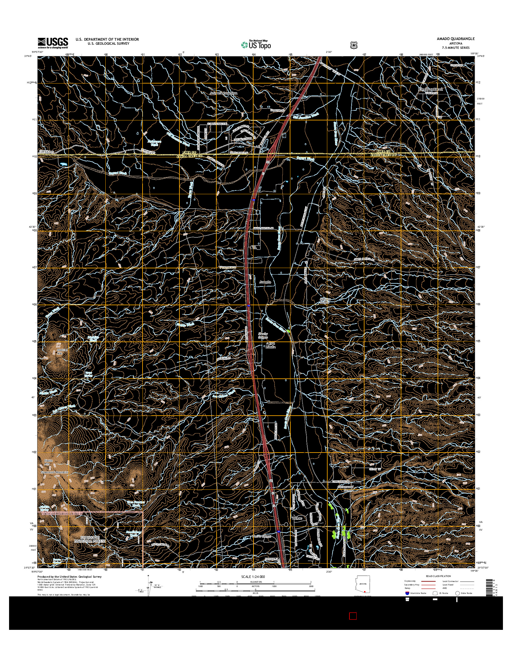 USGS US TOPO 7.5-MINUTE MAP FOR AMADO, AZ 2014