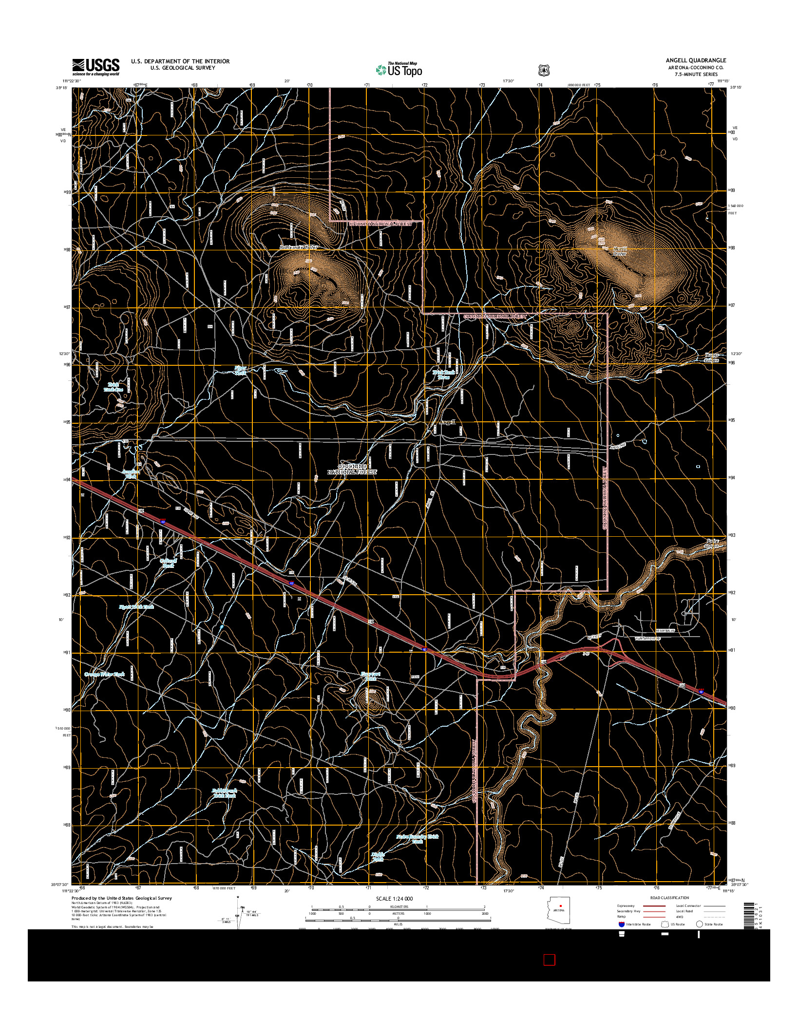 USGS US TOPO 7.5-MINUTE MAP FOR ANGELL, AZ 2014