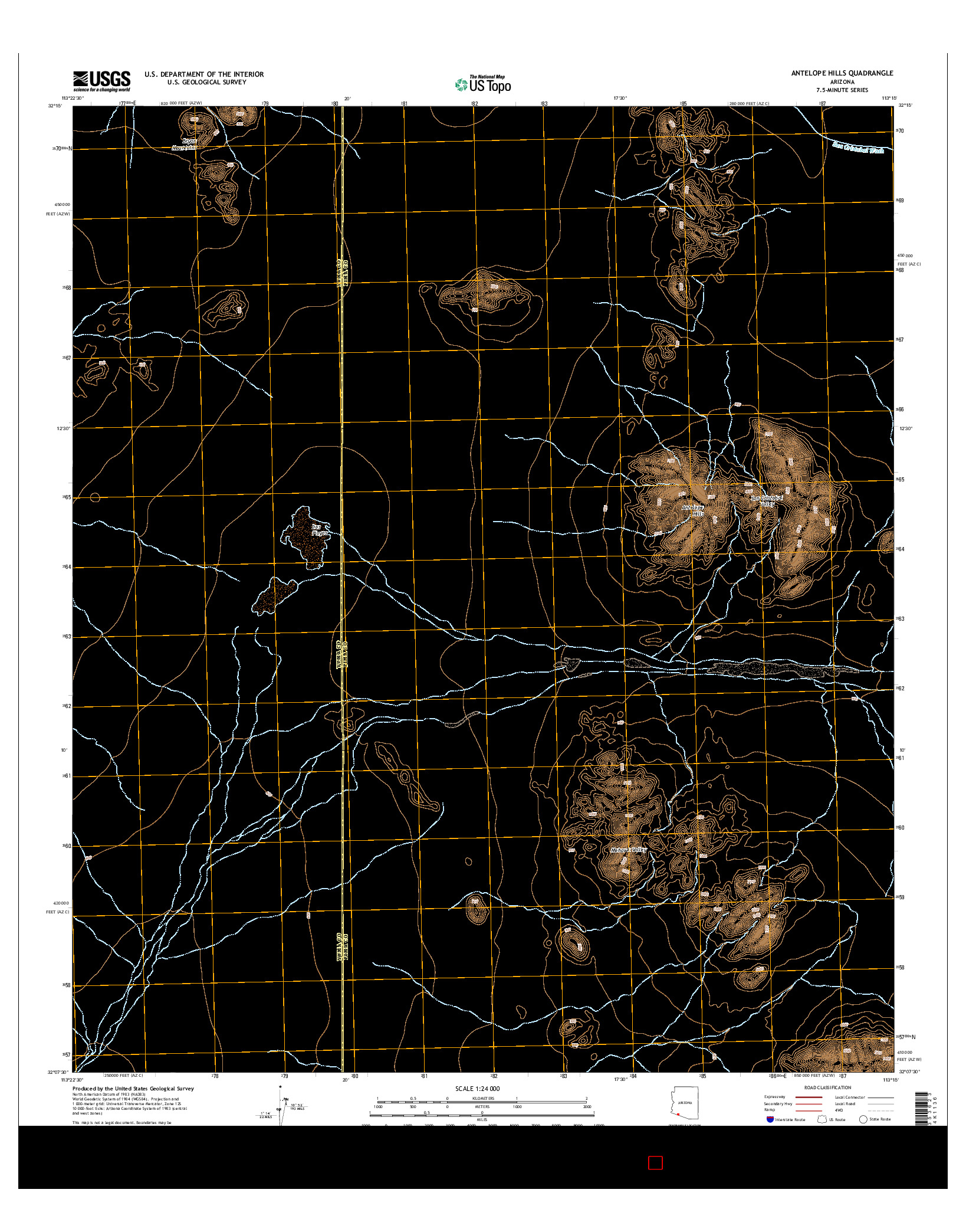 USGS US TOPO 7.5-MINUTE MAP FOR ANTELOPE HILLS, AZ 2014