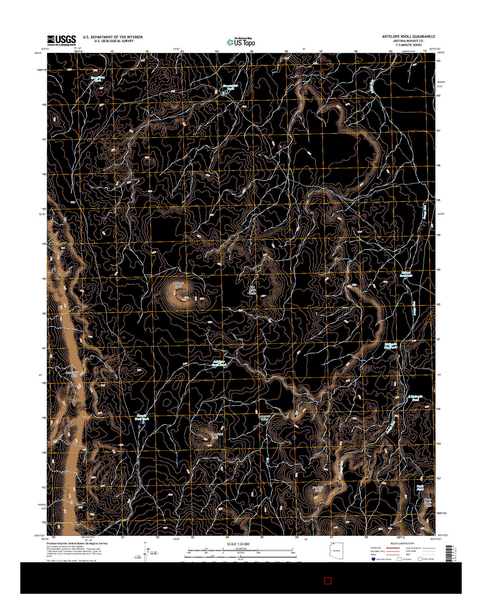 USGS US TOPO 7.5-MINUTE MAP FOR ANTELOPE KNOLL, AZ 2014