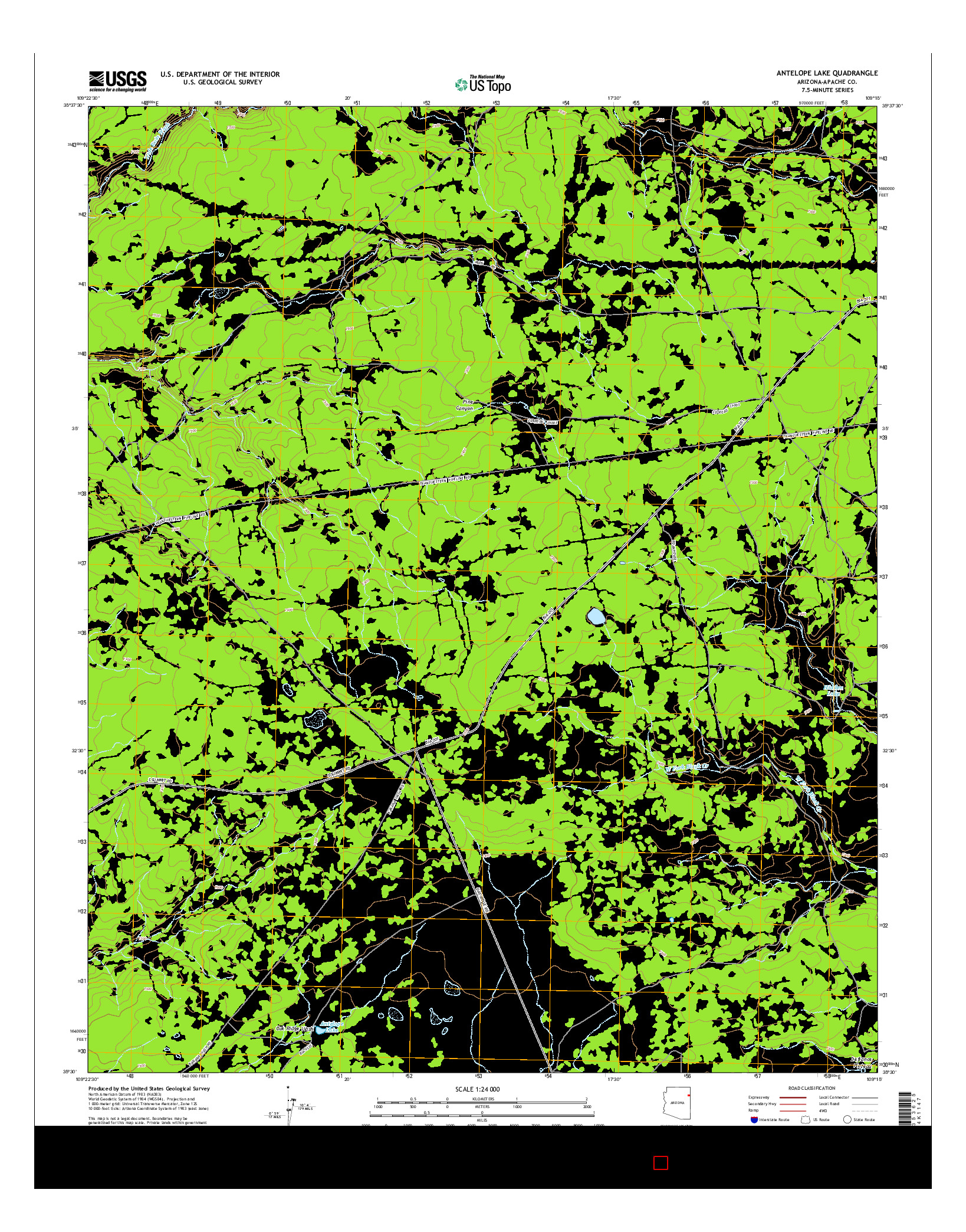 USGS US TOPO 7.5-MINUTE MAP FOR ANTELOPE LAKE, AZ 2014