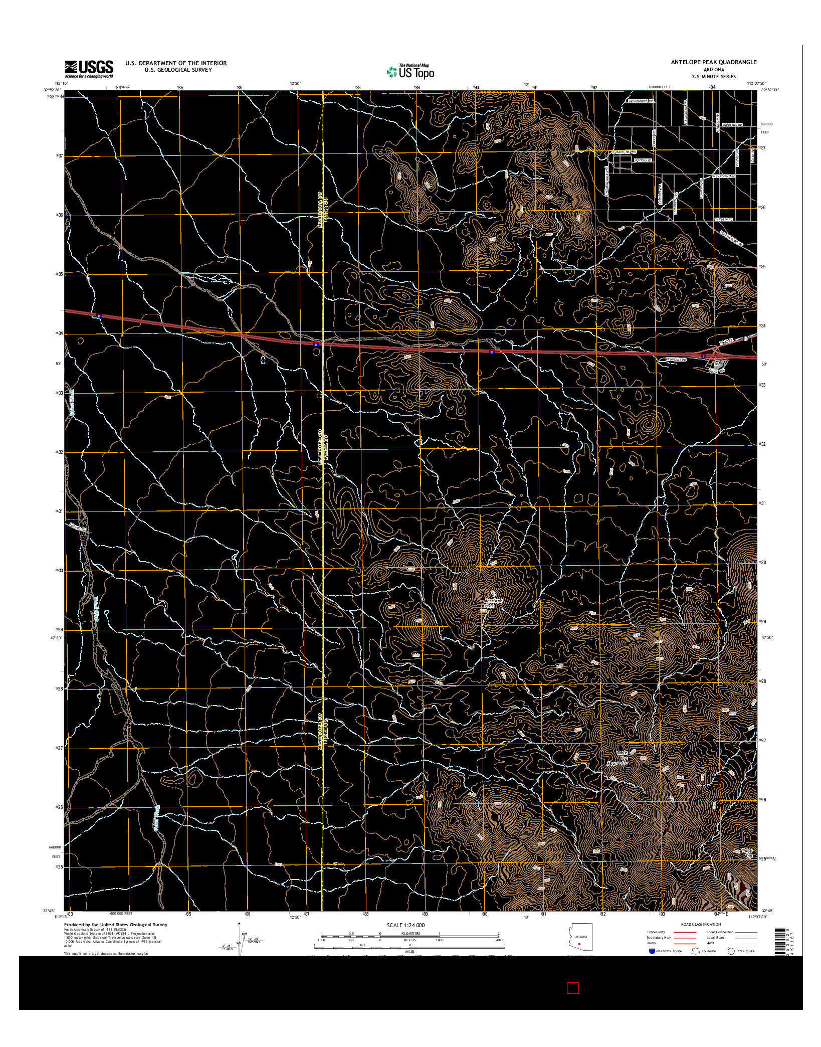 USGS US TOPO 7.5-MINUTE MAP FOR ANTELOPE PEAK, AZ 2014