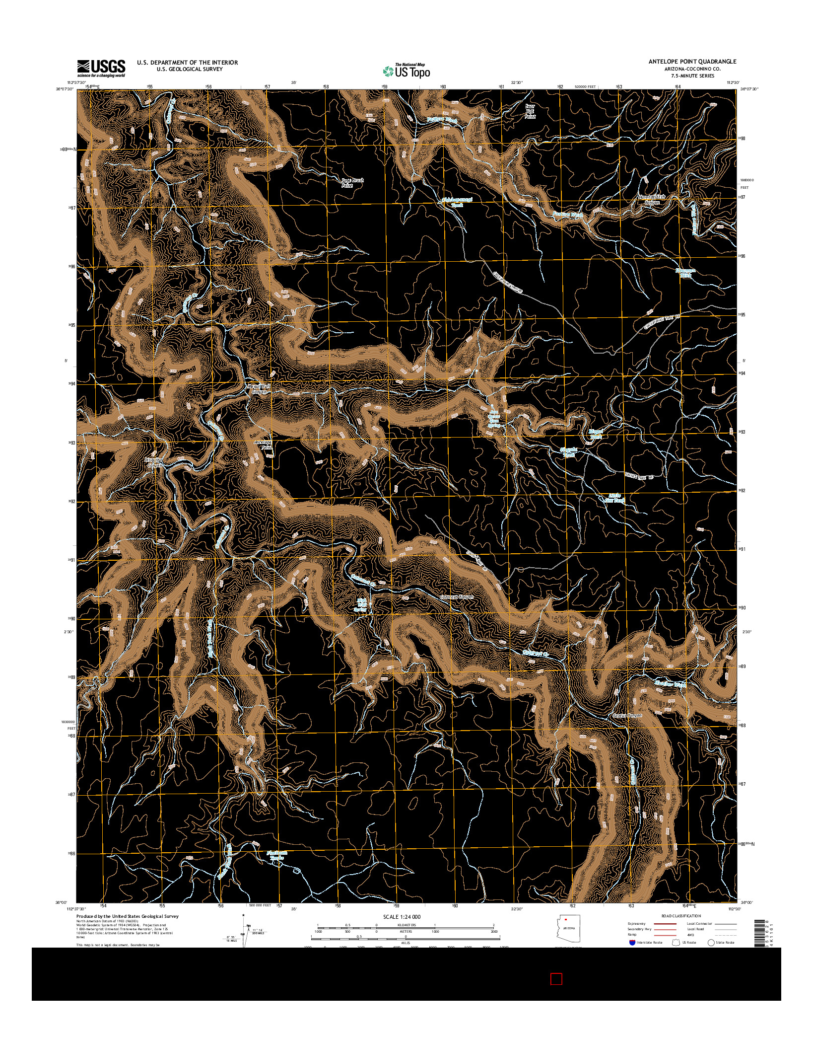 USGS US TOPO 7.5-MINUTE MAP FOR ANTELOPE POINT, AZ 2014