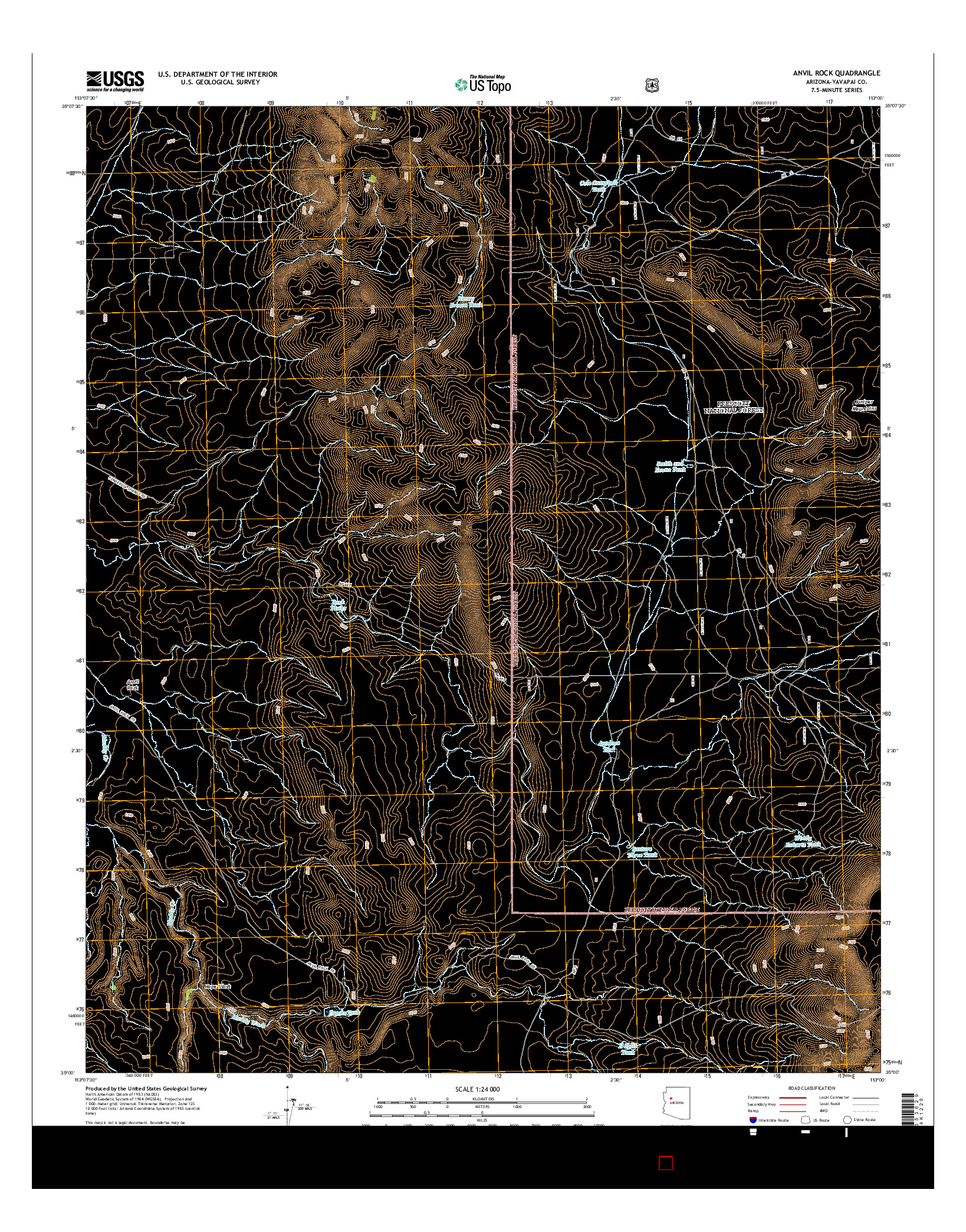 USGS US TOPO 7.5-MINUTE MAP FOR ANVIL ROCK, AZ 2014
